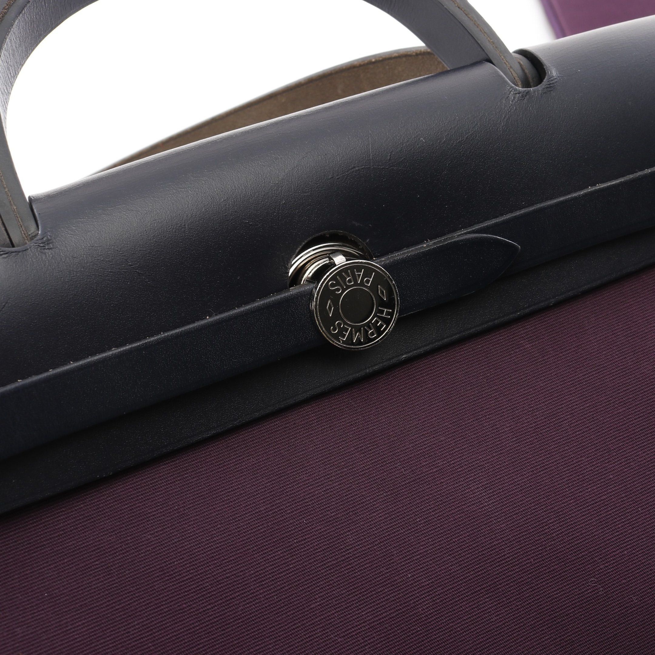 Hermes Hermes Herbag Zip Pm Cassis Bleu Nui Handbag Toile Officier Vache Hunter Dark Purple Navy Silver Hardware D Stamp Size ONE SIZE - 13 Thumbnail