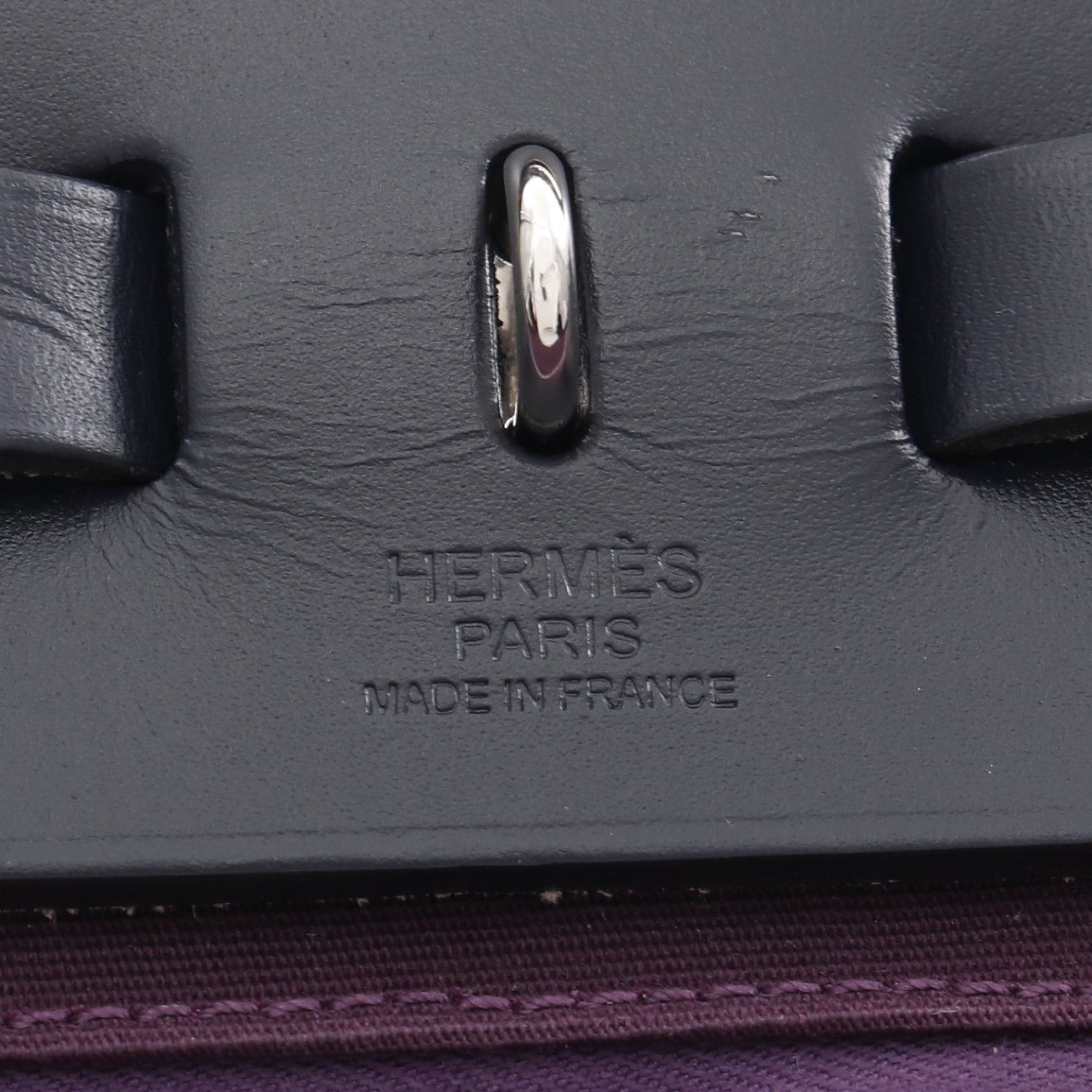 Hermes Hermes Herbag Zip Pm Cassis Bleu Nui Handbag Toile Officier Vache Hunter Dark Purple Navy Silver Hardware D Stamp Size ONE SIZE - 4 Thumbnail