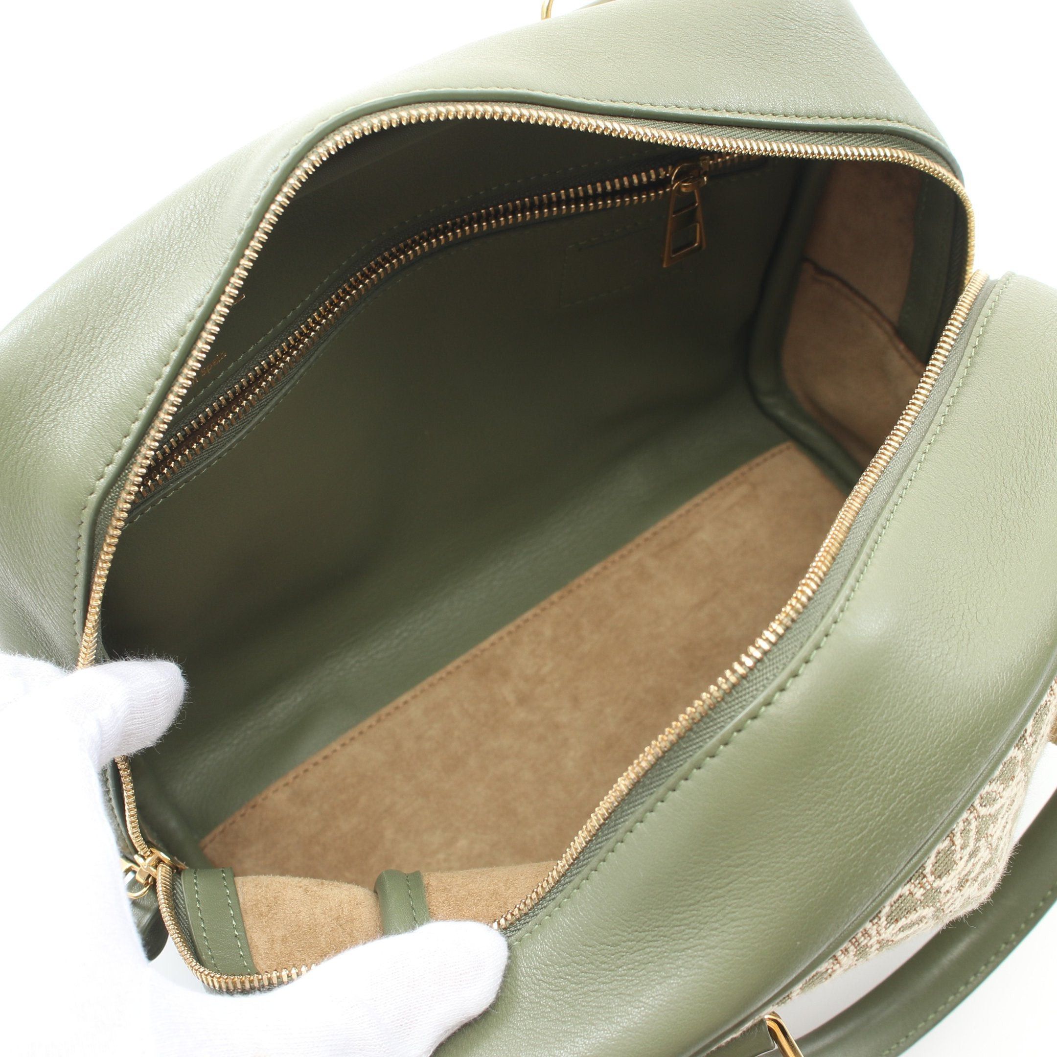 Loewe Loewe Amazona19 Handbag Canvas Leather Light Green Beige Size ONE SIZE - 3 Thumbnail