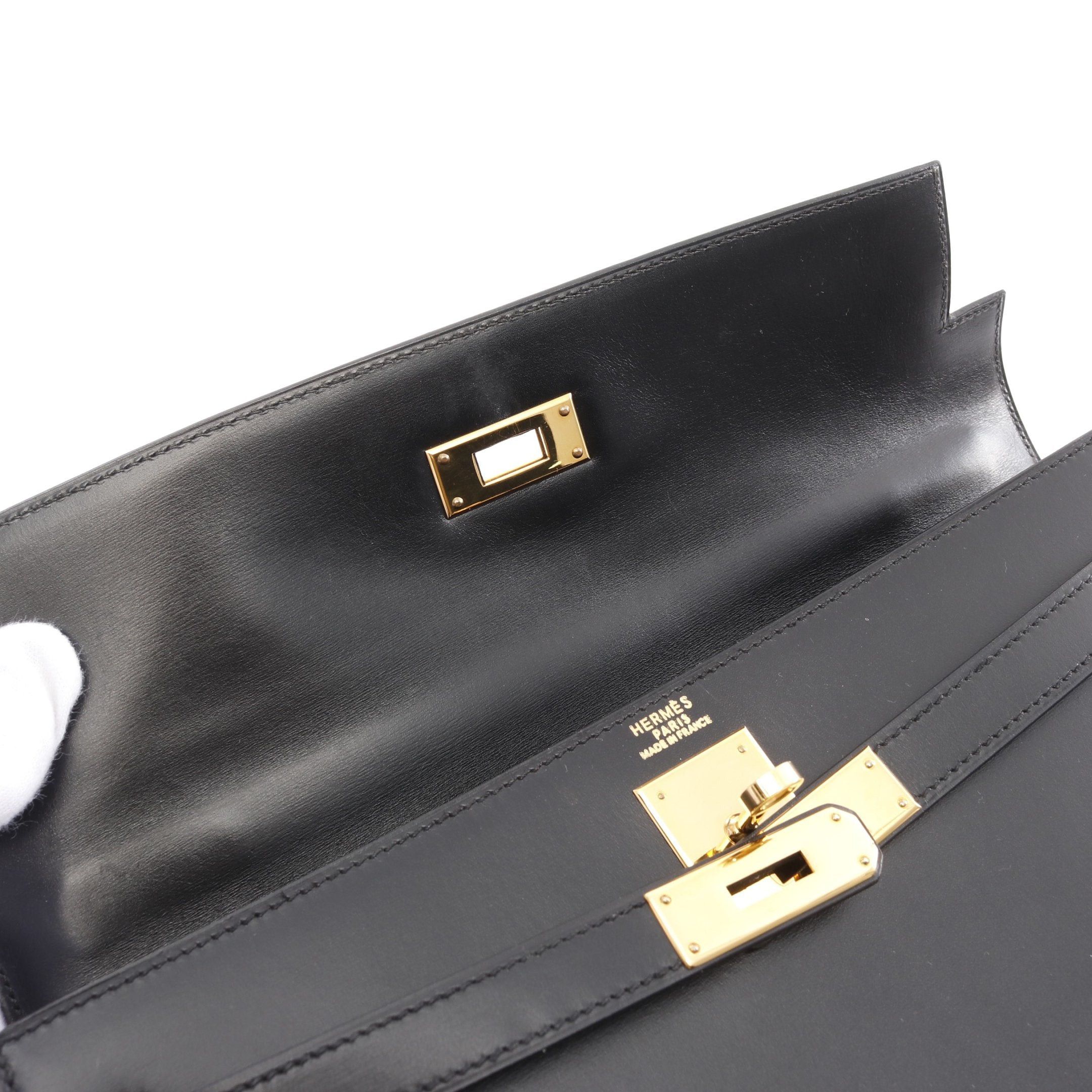 Hermes Hermes Kelly32 Handbag Box Calf Black Gold Hardware Outside Sewing ○A Stamp Size ONE SIZE - 9 Thumbnail