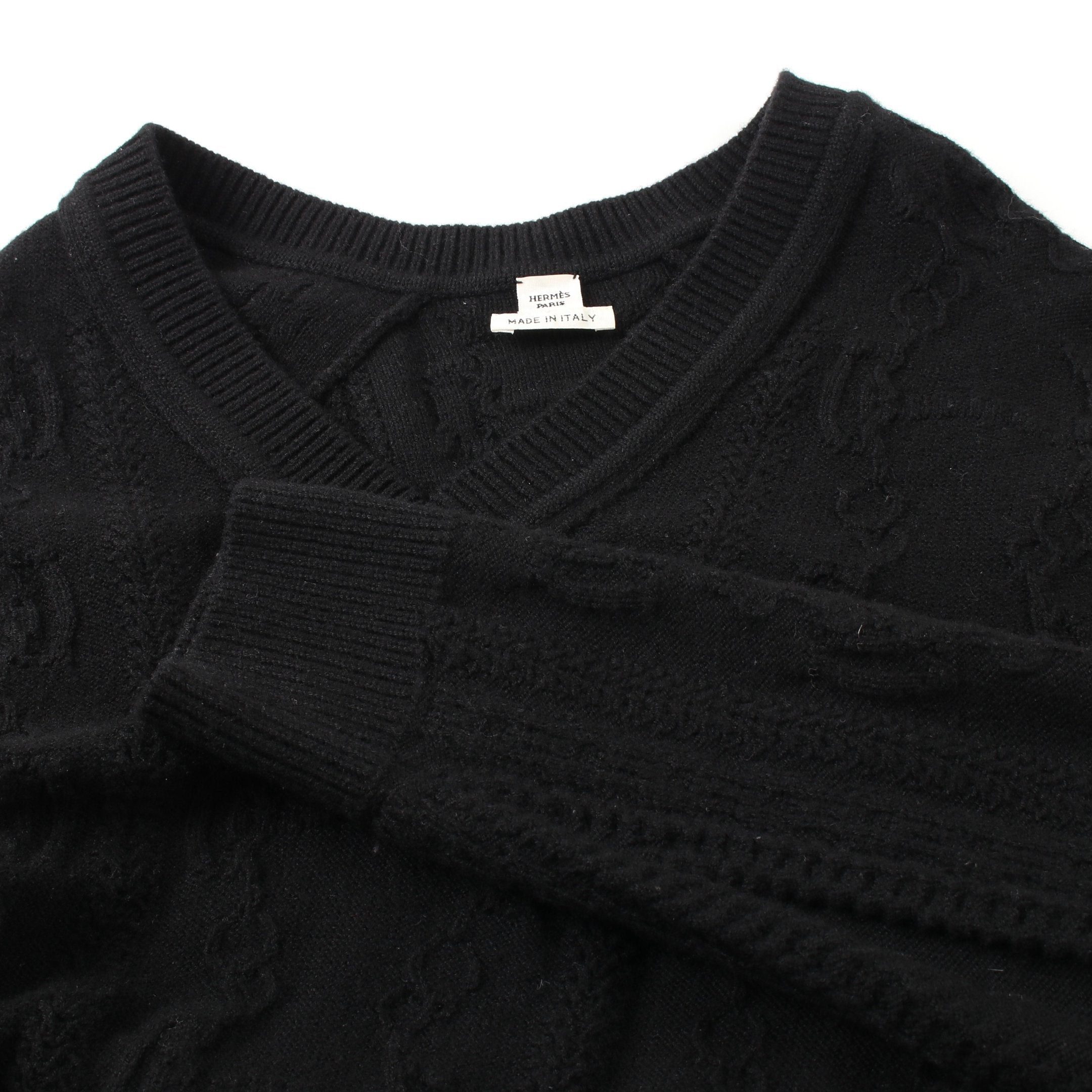 Hermes Hermes Knit Dress V-Neck Wool Cashmere Black Size ONE SIZE - 9 Thumbnail