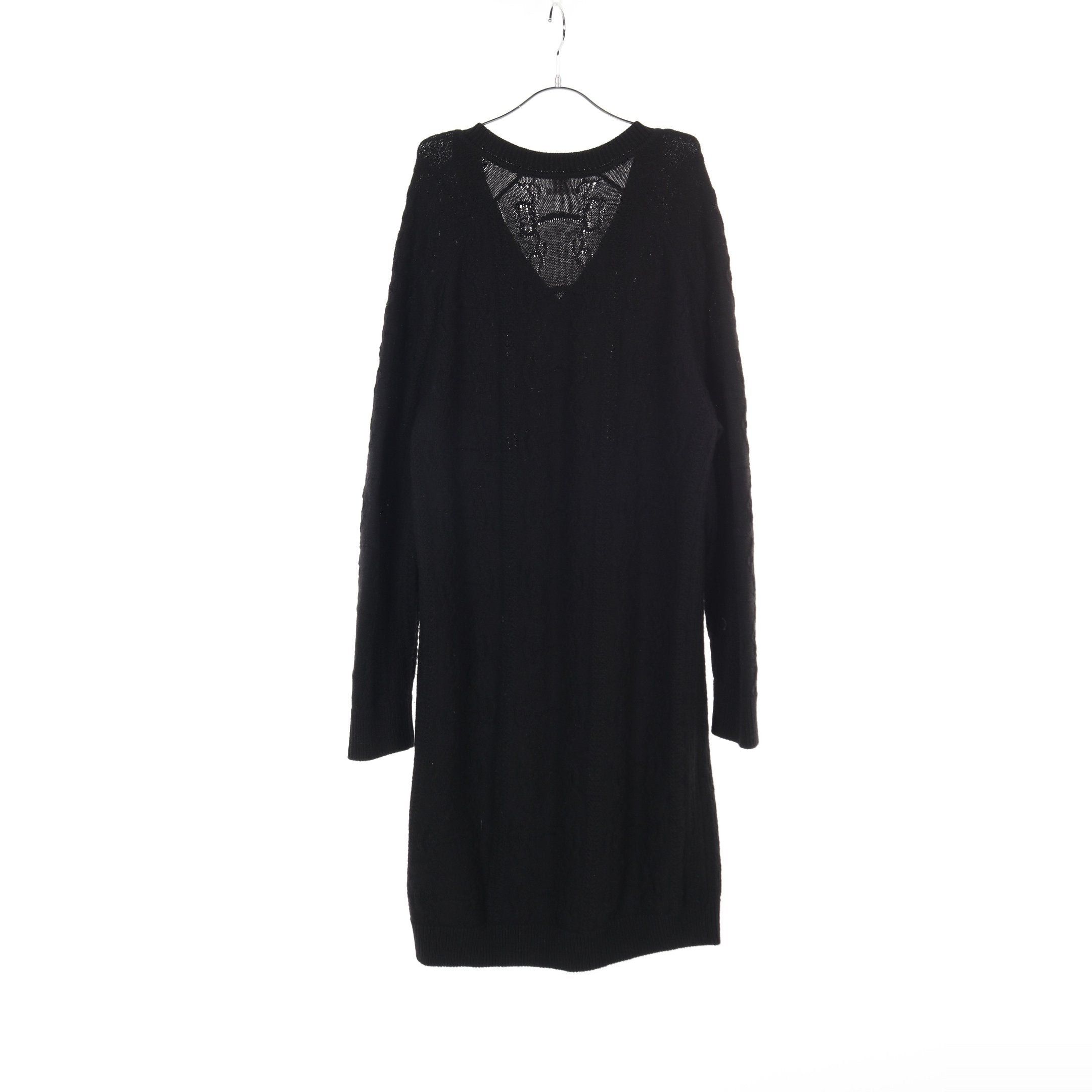 Hermes Knit Dress V-Neck Wool Cashmere Black