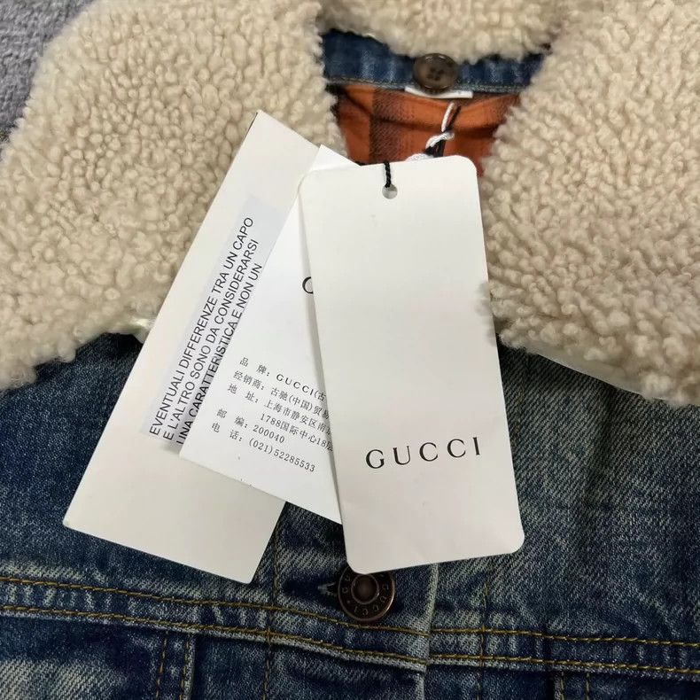 Gucci Denim Jacket with Shearling Collar