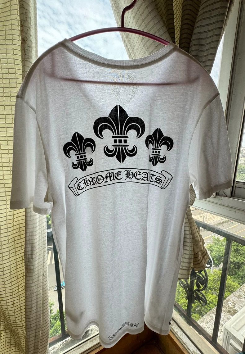 Chrome Hearts Chrome Hearts White V-Neck Short Sleeve Tee | Grailed