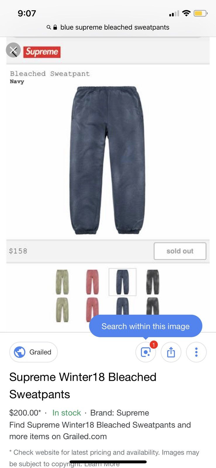 Supreme Supreme Bleached Sweatpants Navy Grailed