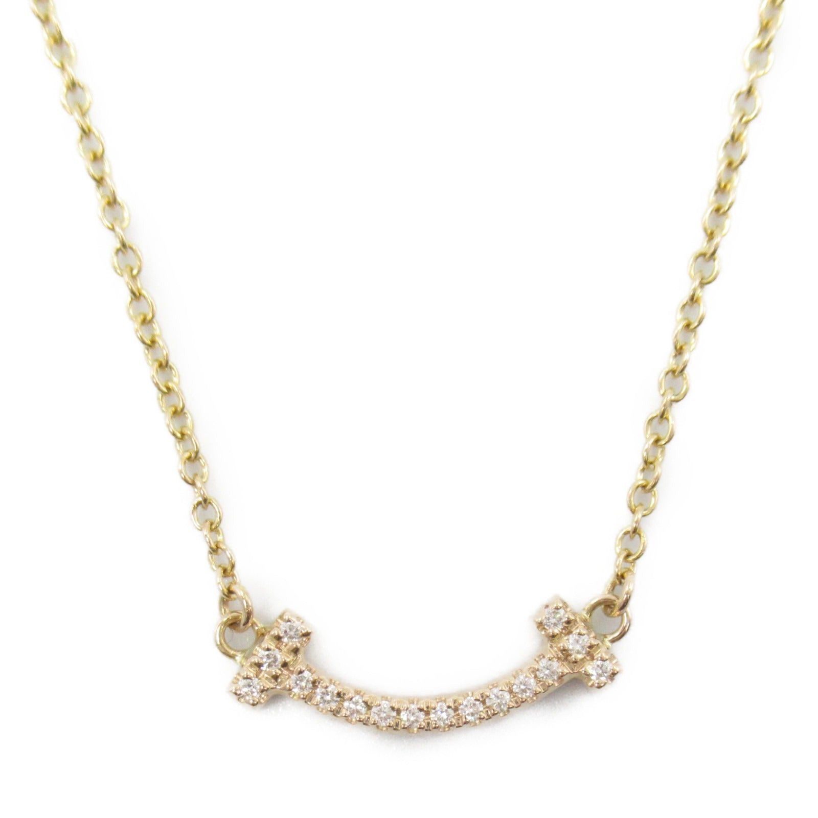Tiffany & Co. Tiffany Co T Smile Mini Necklace Diamond K18 (Yellow Gold) Clear Size ONE SIZE - 2 Thumbnail