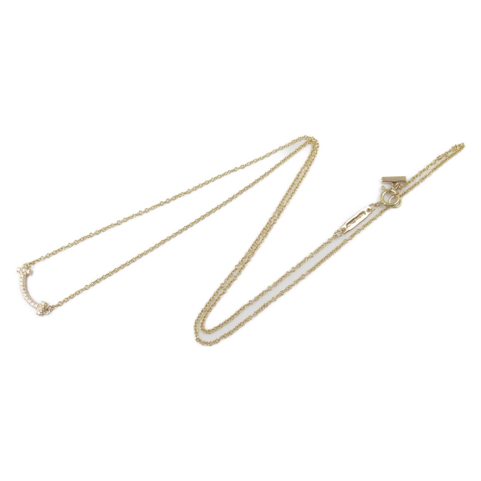 Tiffany & Co. Tiffany Co T Smile Mini Necklace Diamond K18 (Yellow Gold) Clear Size ONE SIZE - 3 Thumbnail