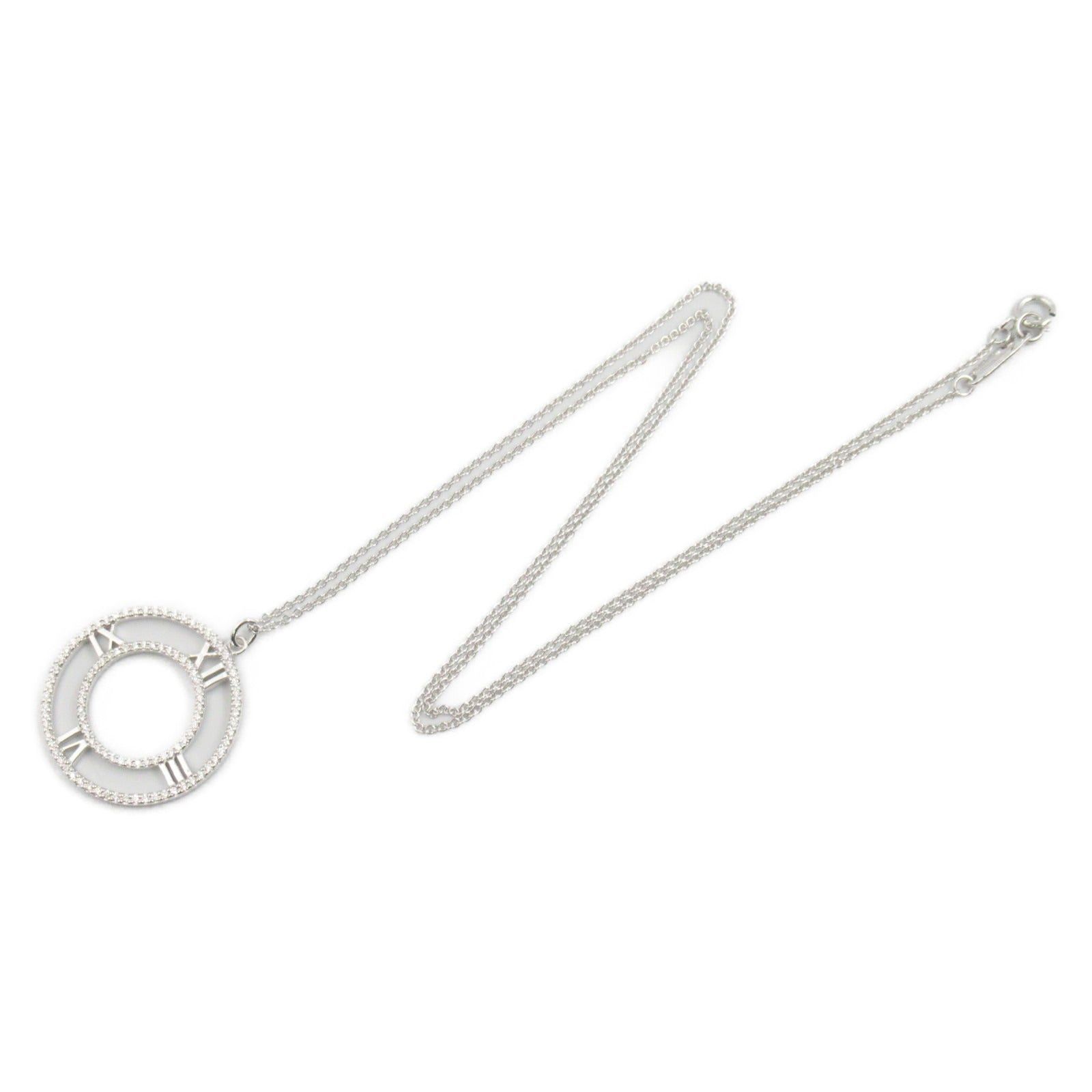 Tiffany & Co. Tiffany Co Atlas Open Medallion Necklace Diamond K18Wg (White Gold) Clear Size ONE SIZE - 3 Thumbnail