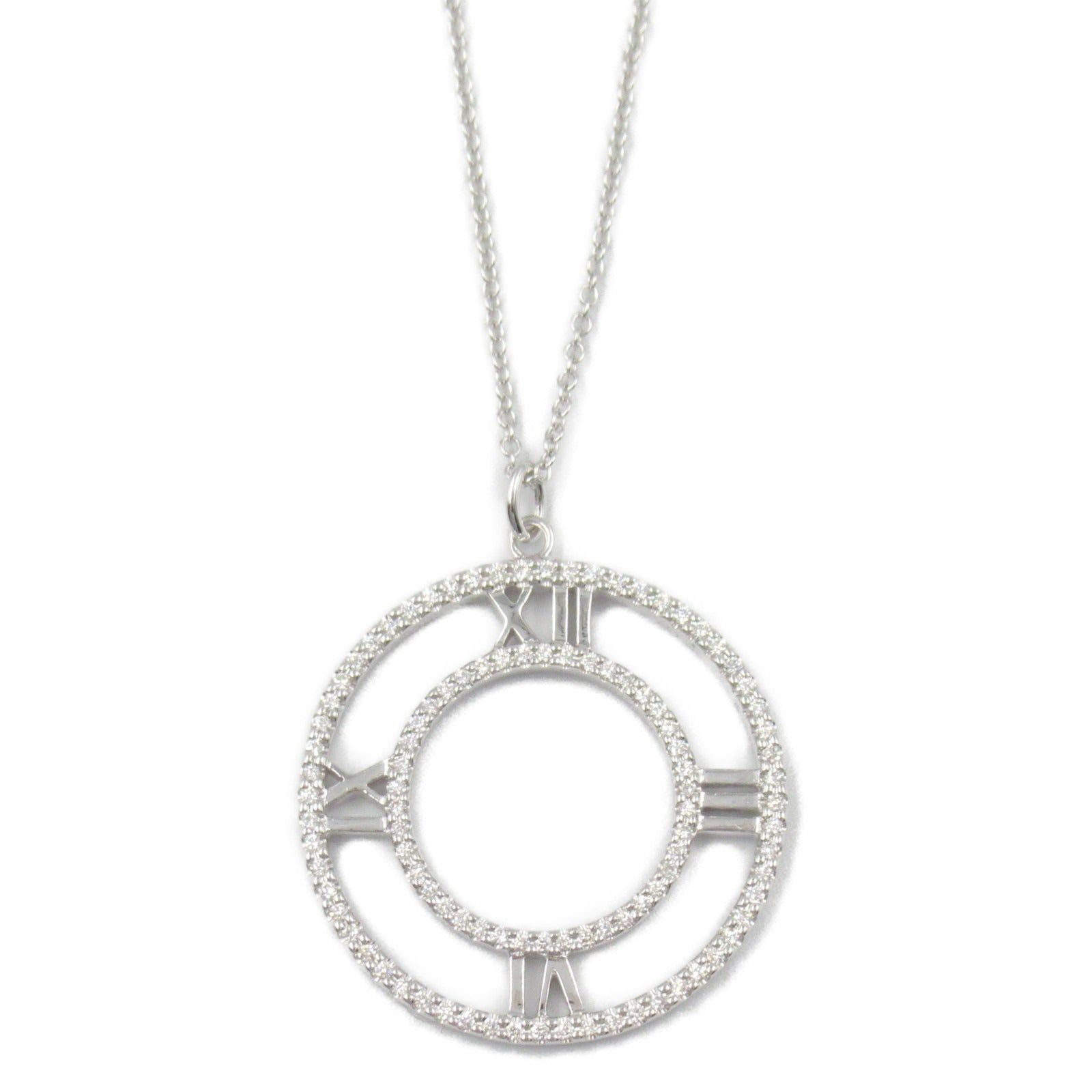 Tiffany & Co. Tiffany Co Atlas Open Medallion Necklace Diamond K18Wg (White Gold) Clear Size ONE SIZE - 2 Thumbnail