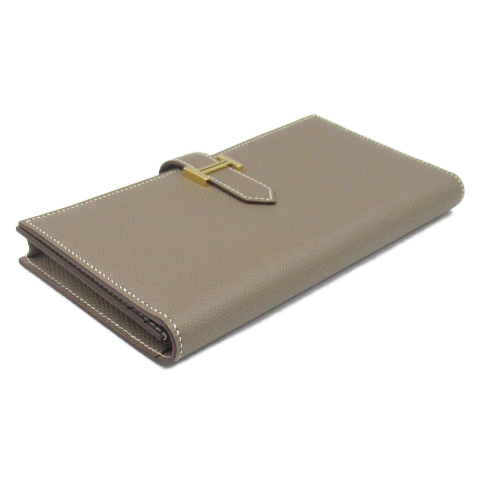 Hermes Hermes Bear Souffle Bi-Fold Long Wallet Leather Veau Epsom Brown Etoupe Gold Hardware Z Stamp Size ONE SIZE - 3 Thumbnail