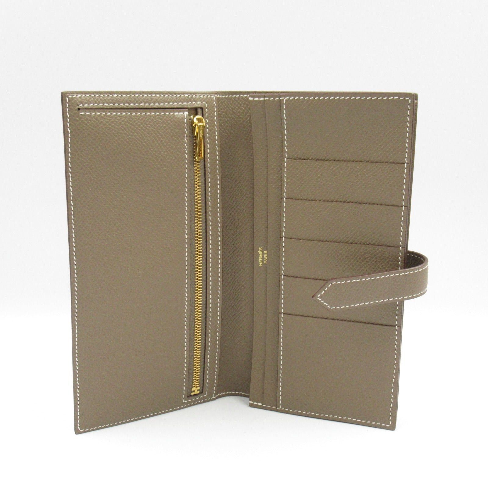 Hermes Hermes Bear Souffle Bi-Fold Long Wallet Leather Veau Epsom Brown Etoupe Gold Hardware Z Stamp Size ONE SIZE - 5 Thumbnail