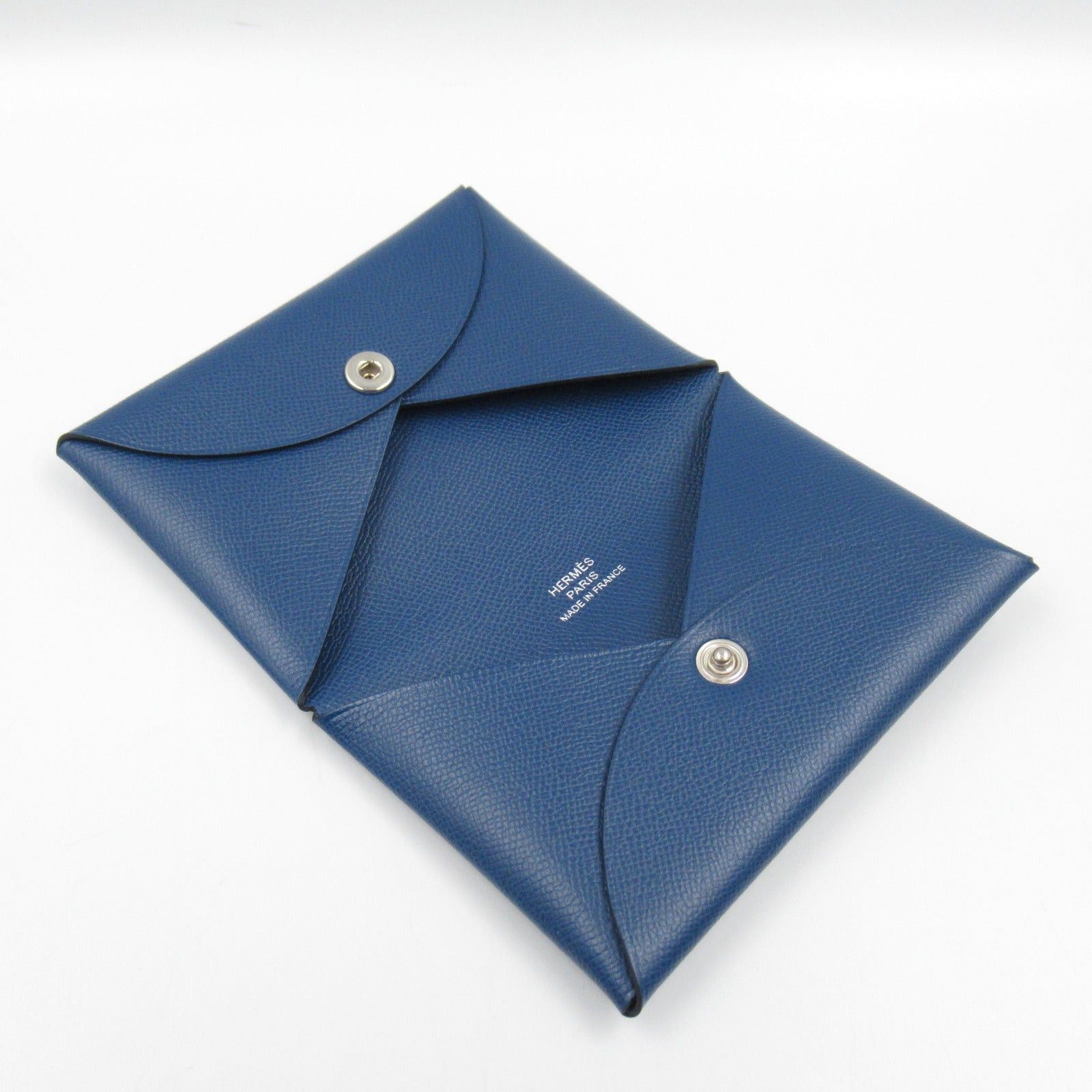 Hermes Hermes Calvi Case Card Leather Vomadam Blue Deep Silver Hardware Double Engraved Size ONE SIZE - 5 Thumbnail