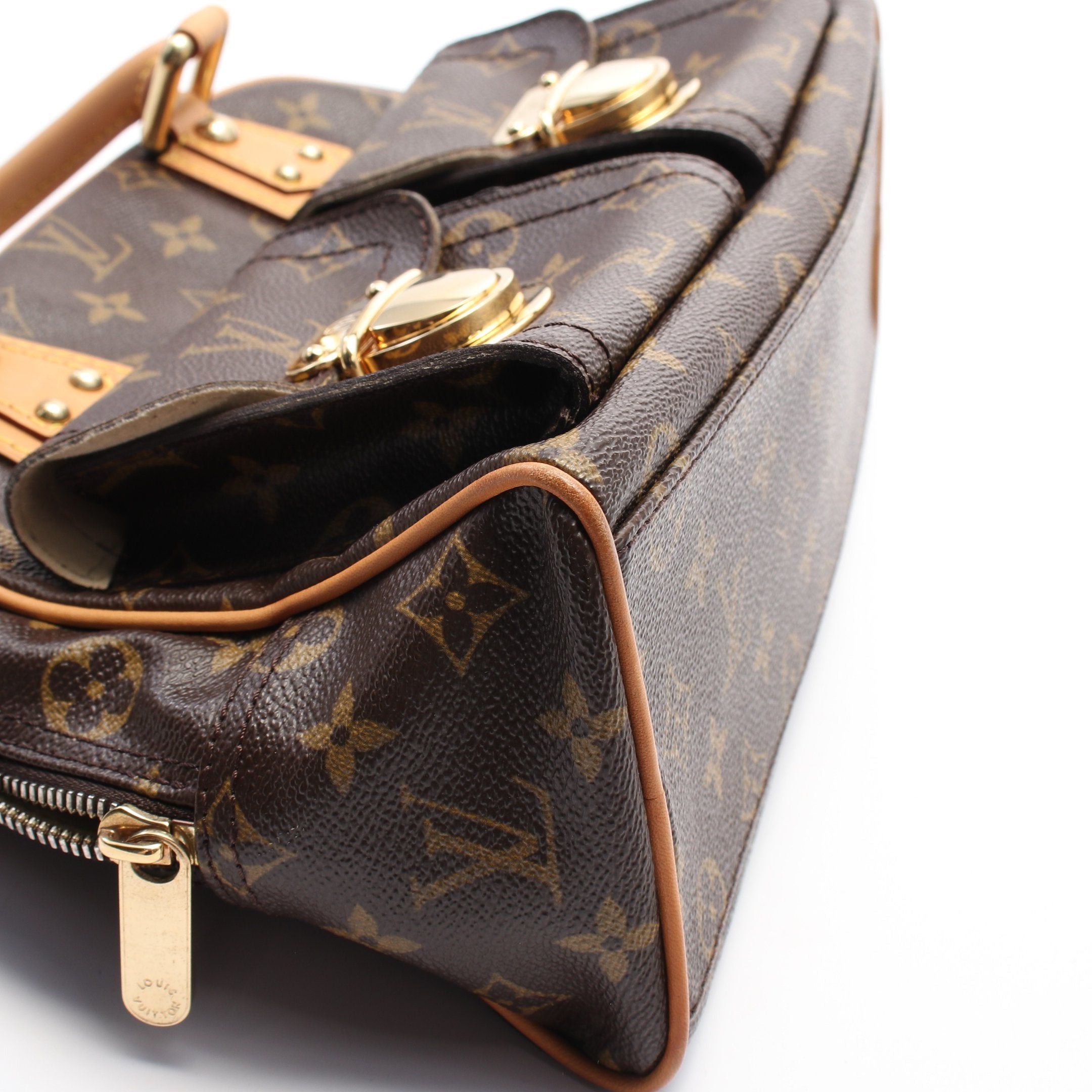 Louis Vuitton Louis Vuitton Manhattan Pm Monogram Handbag Leather Brown Size ONE SIZE - 6 Thumbnail