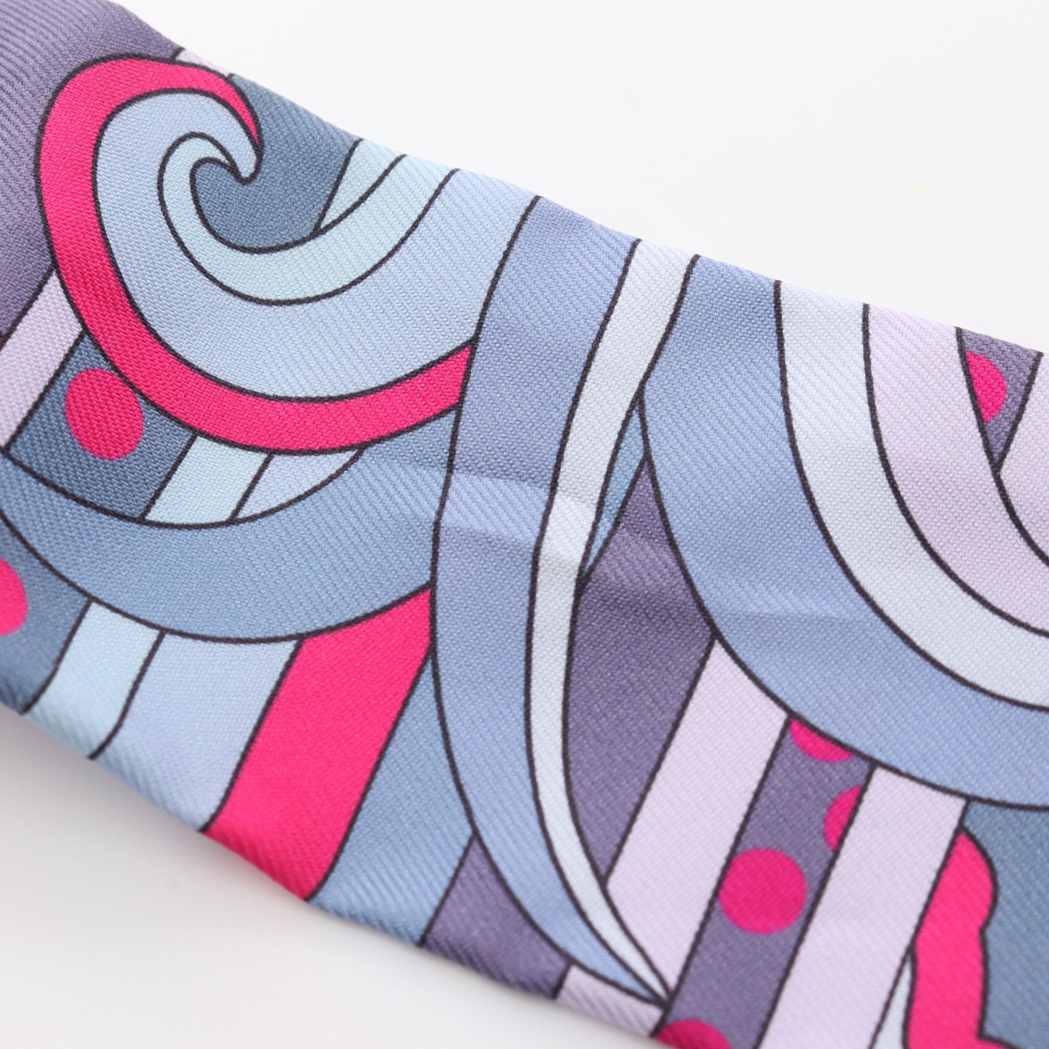 Hermes Hermes Twilly Faubourg Rainbow Ribbon Scarf Silk Blue Multicolor Size ONE SIZE - 4 Thumbnail