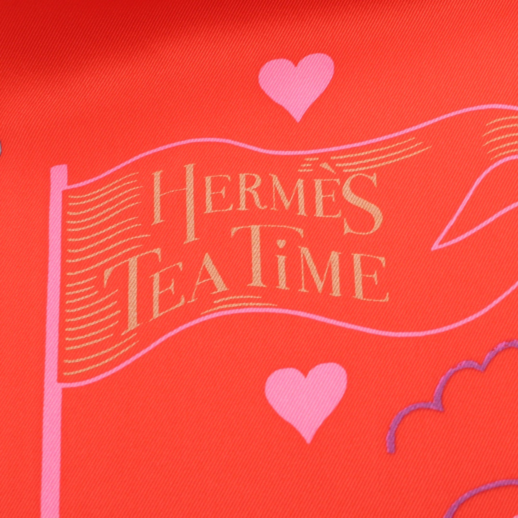 Hermes Hermes Carres 70 Tea Time Medaillons Scarf Silk Orange Red Multicolor Size ONE SIZE - 6 Thumbnail