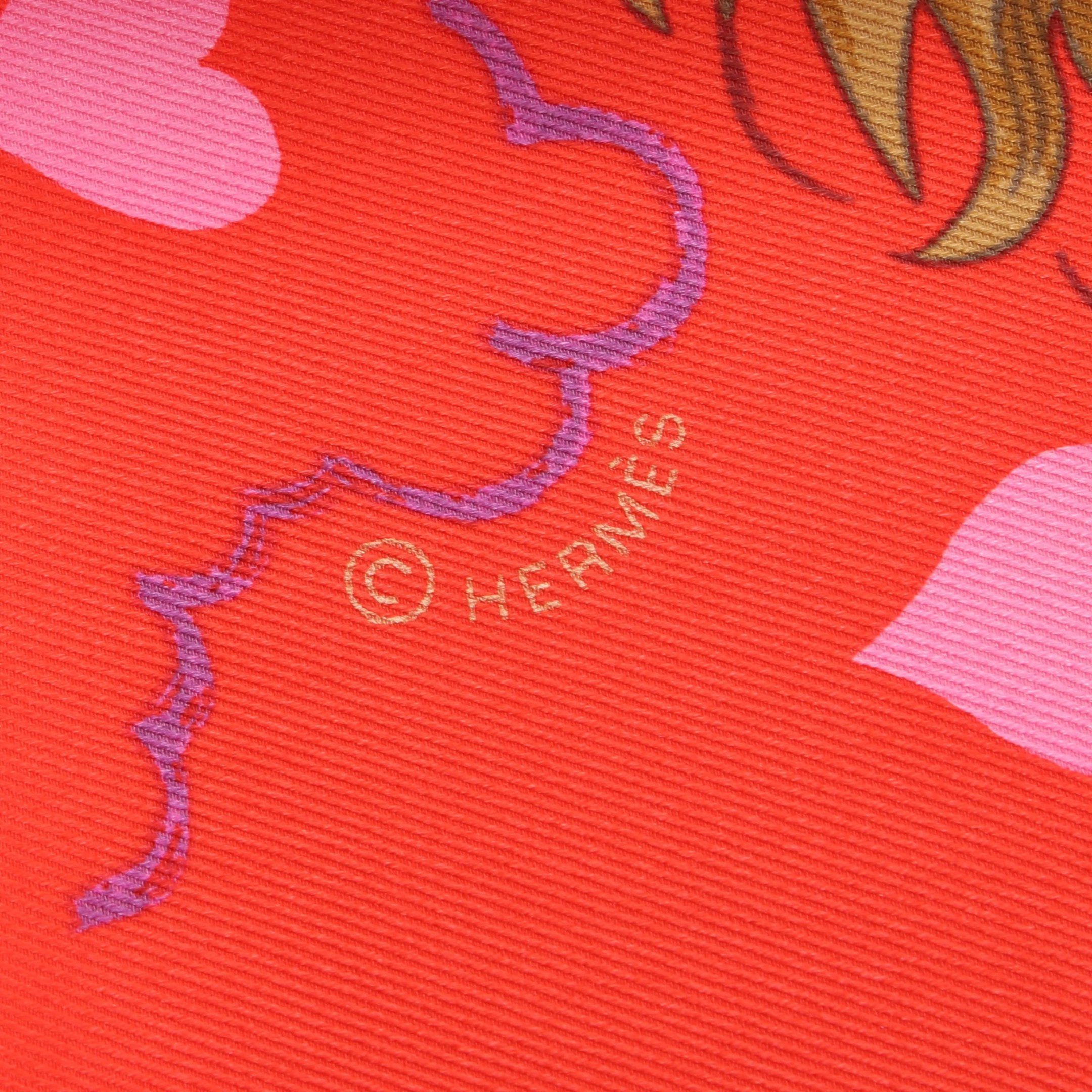 Hermes Hermes Carres 70 Tea Time Medaillons Scarf Silk Orange Red Multicolor Size ONE SIZE - 2 Thumbnail