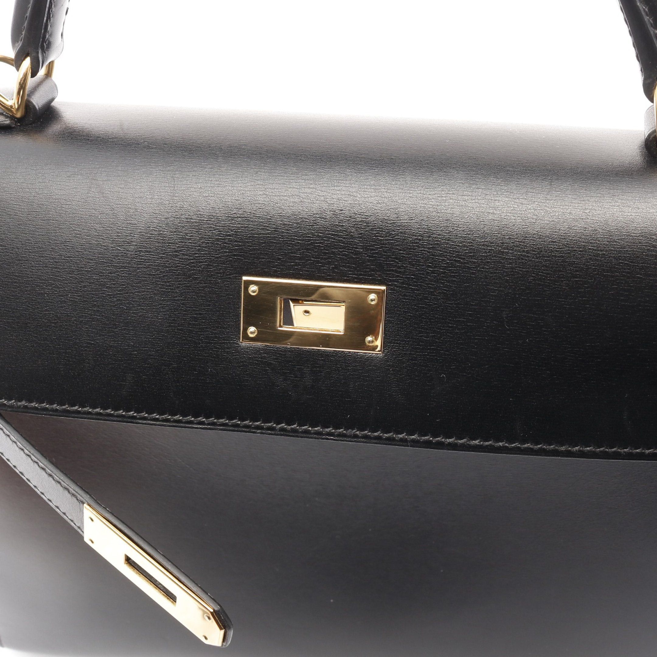Hermes Hermes Kelly32 Handbag Box Calf Black Gold Hardware Outside Sewing Stamp (Manufactured Around 2002) Size ONE SIZE - 8 Thumbnail