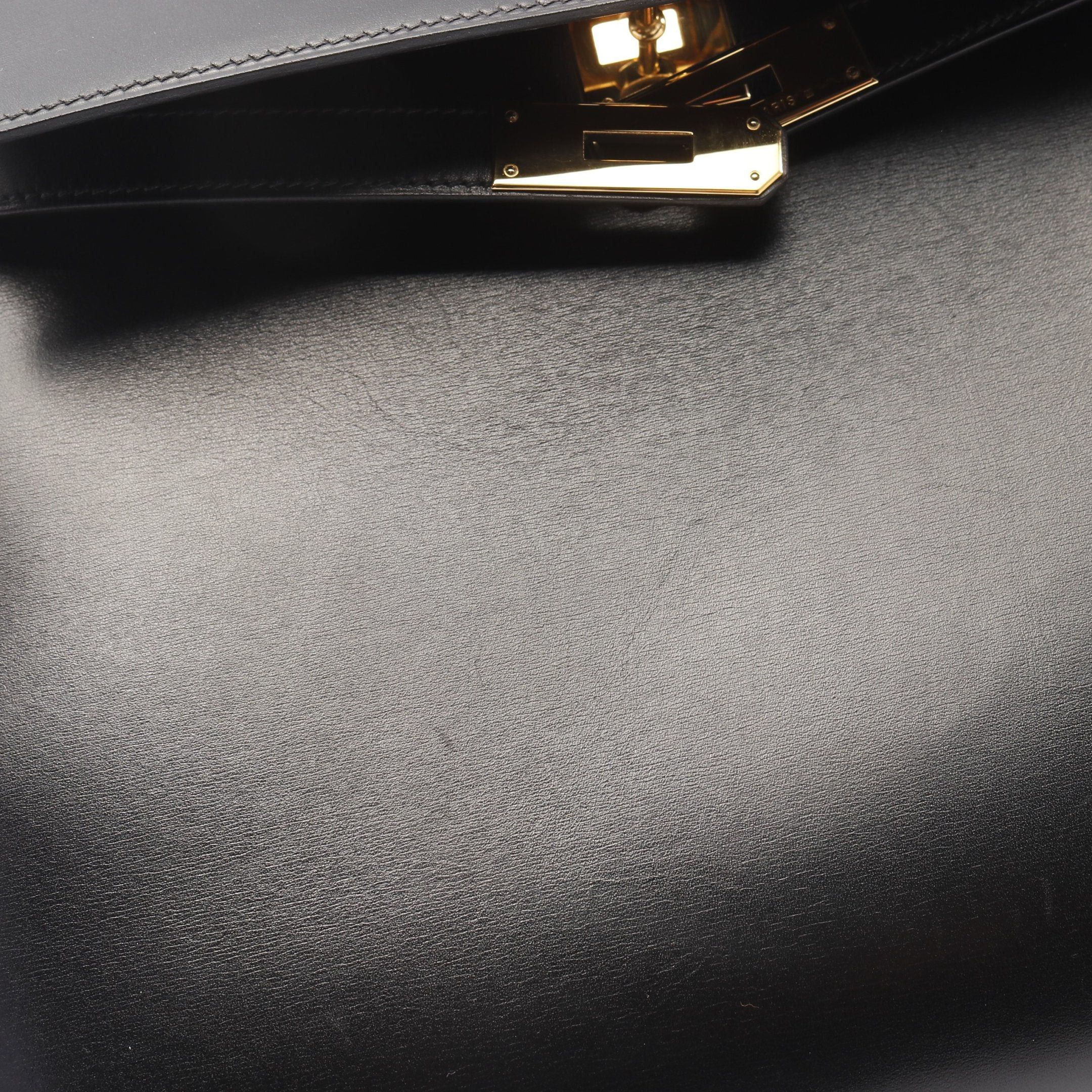 Hermes Hermes Kelly32 Handbag Box Calf Black Gold Hardware Outside Sewing Stamp (Manufactured Around 2002) Size ONE SIZE - 9 Thumbnail