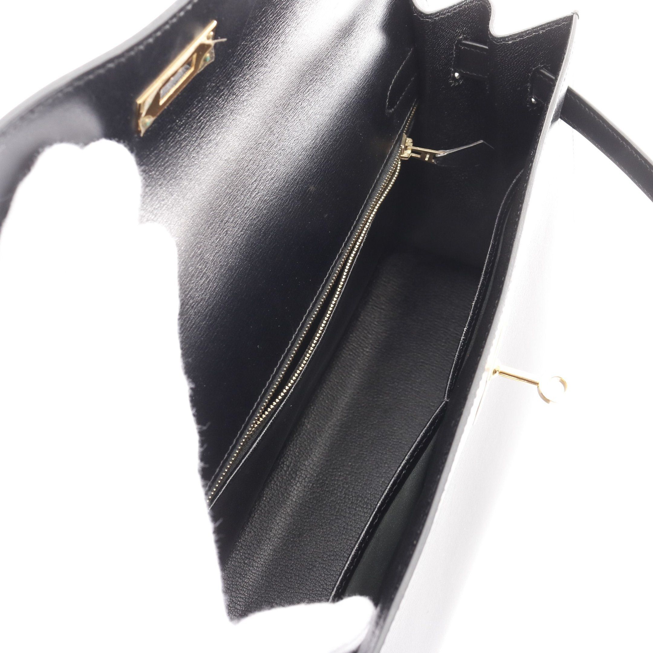 Hermes Hermes Kelly32 Handbag Box Calf Black Gold Hardware Outside Sewing Stamp (Manufactured Around 2002) Size ONE SIZE - 3 Thumbnail