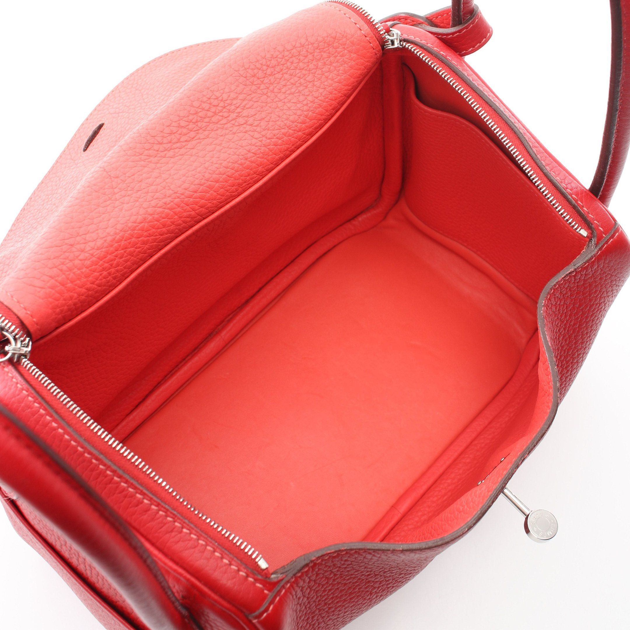 Hermes Hermes Lindy 26 Rouge Garance Shoulder Bag Clemence Leather Red Silver Hardware Stamp Size ONE SIZE - 3 Thumbnail