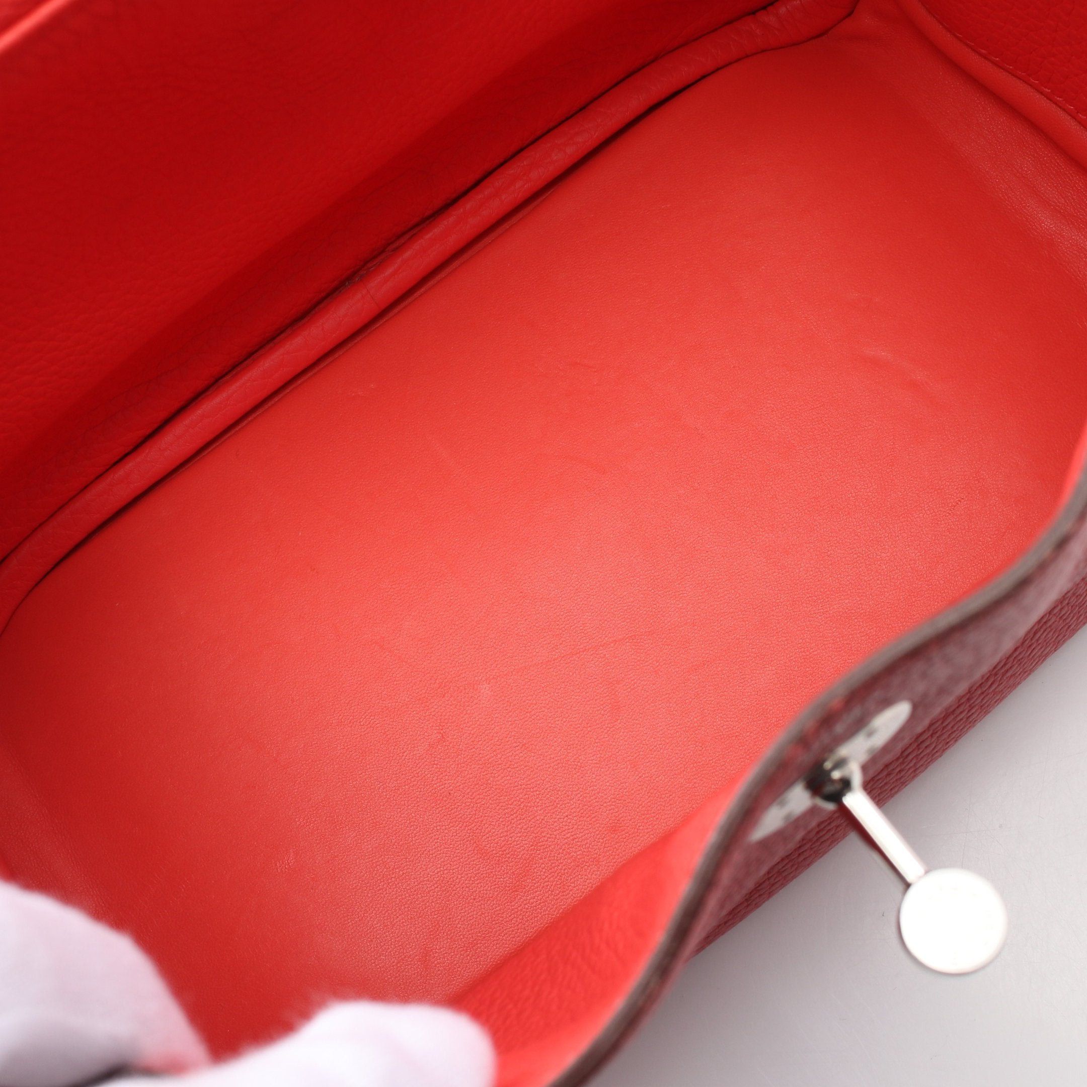 Hermes Hermes Lindy 26 Rouge Garance Shoulder Bag Clemence Leather Red Silver Hardware Stamp Size ONE SIZE - 11 Thumbnail