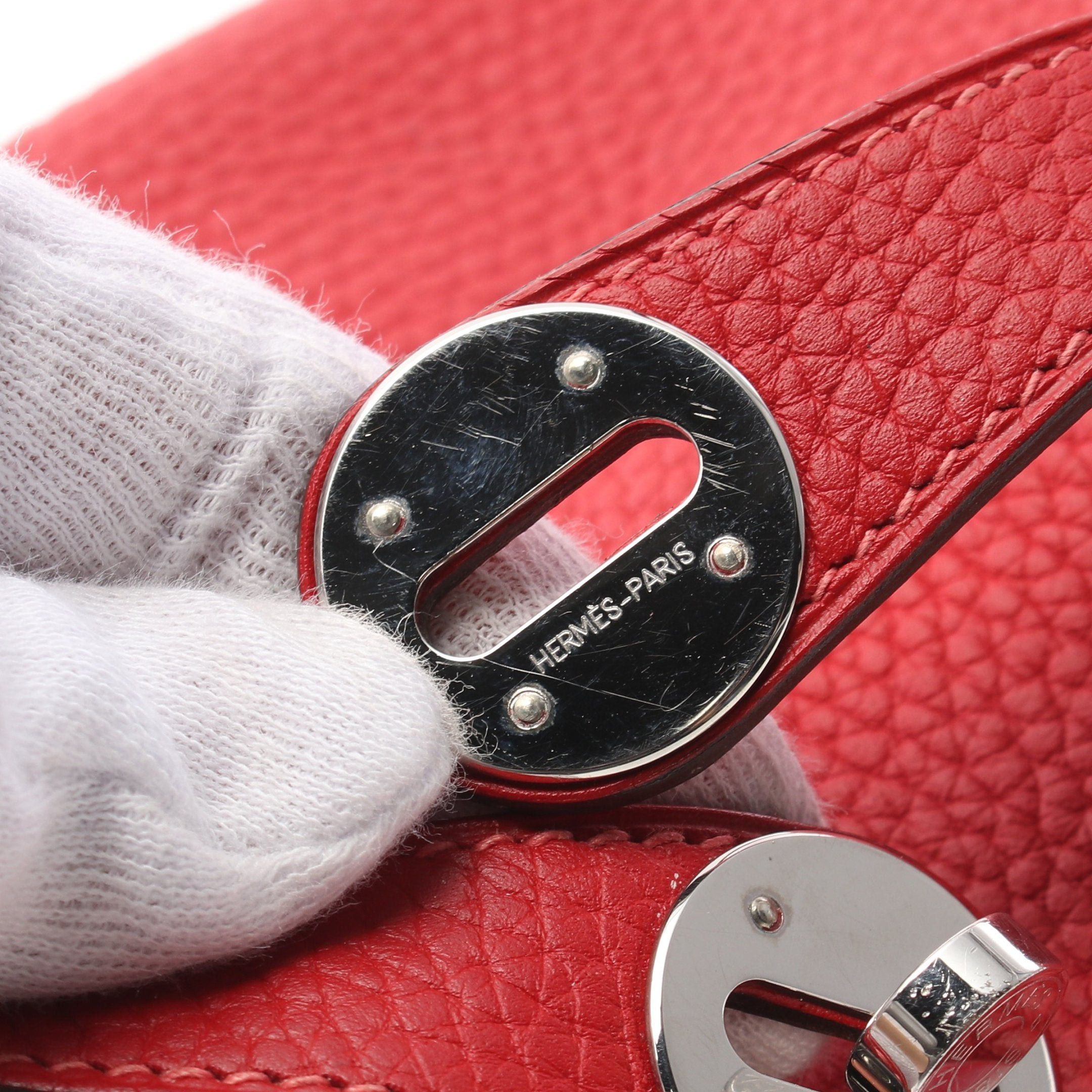 Hermes Hermes Lindy 26 Rouge Garance Shoulder Bag Clemence Leather Red Silver Hardware Stamp Size ONE SIZE - 9 Thumbnail