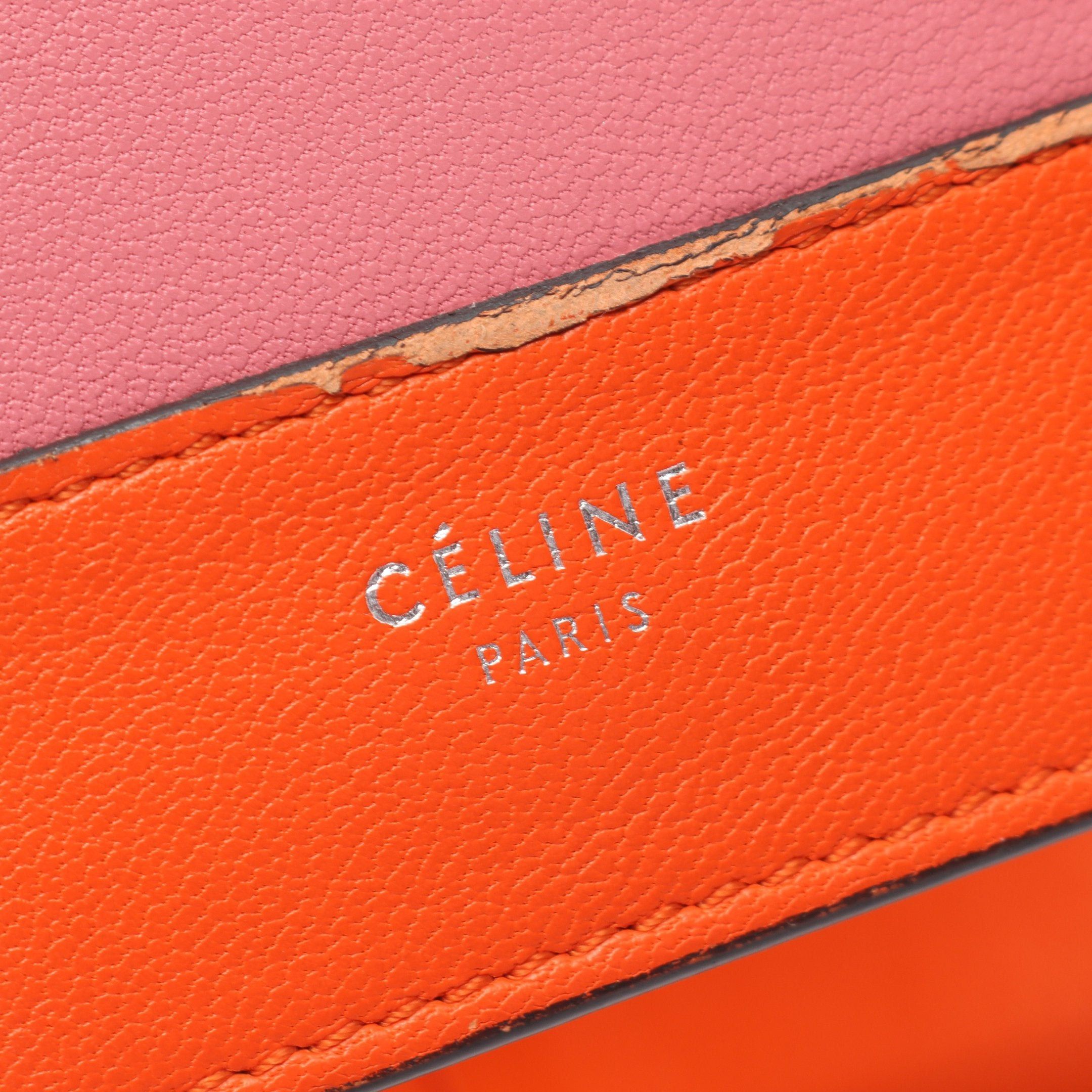 Celine Celine Frame Trifold Wallet Leather Orange Pink Size ONE SIZE - 4 Thumbnail