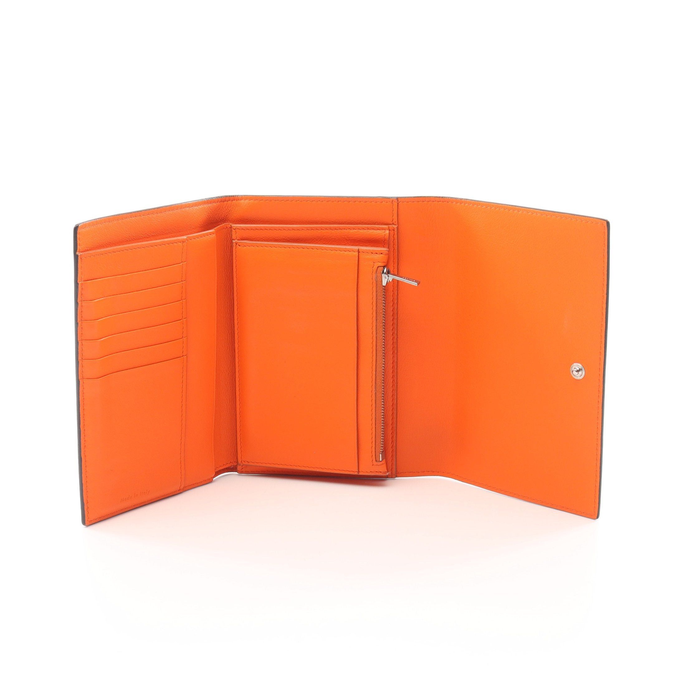 Celine Celine Frame Trifold Wallet Leather Orange Pink Size ONE SIZE - 3 Thumbnail