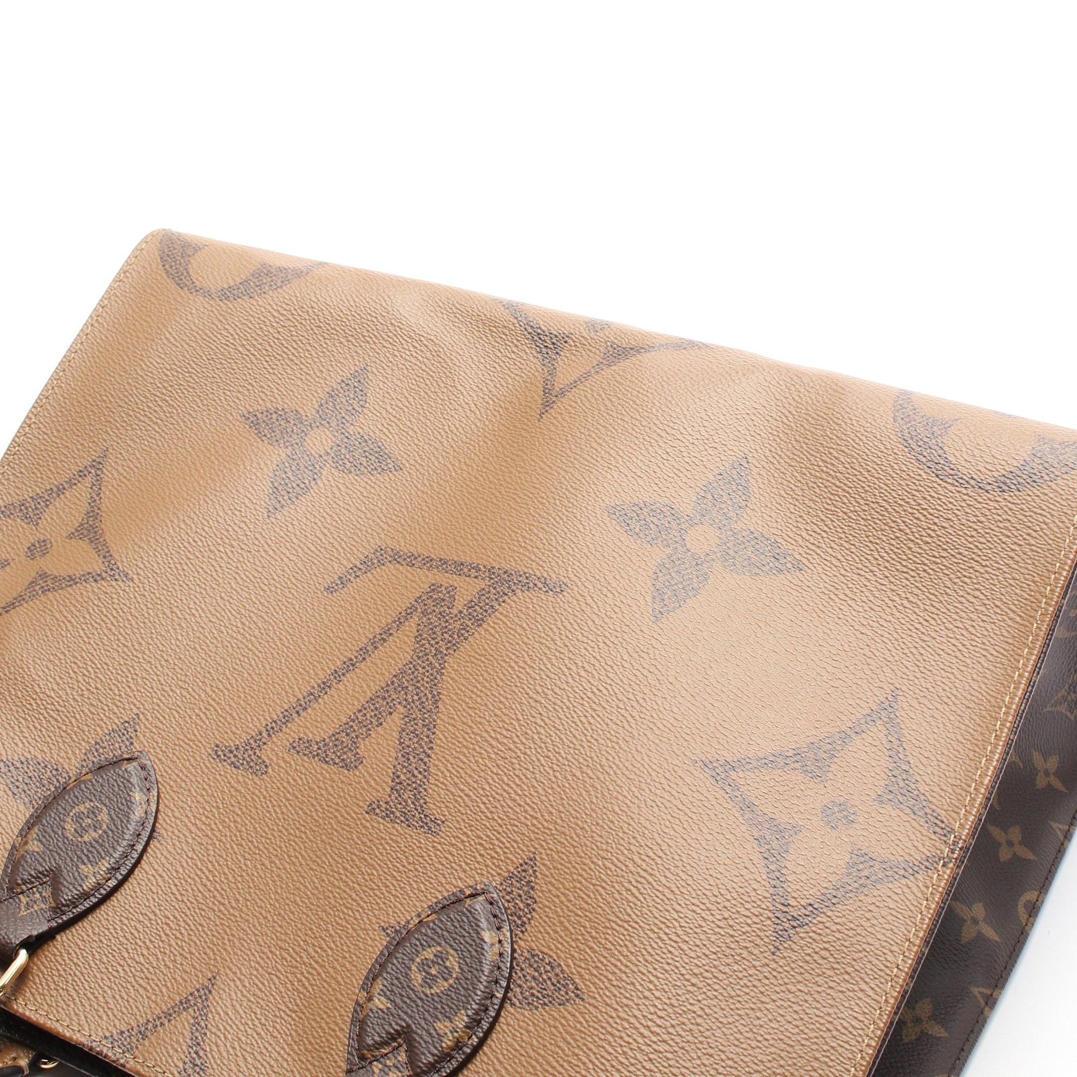 Louis Vuitton Louis Vuitton On-The-Go Mm Monogram Giant Reverse Shoulder Bag Tote Leather Brown Beige Size ONE SIZE - 6 Thumbnail