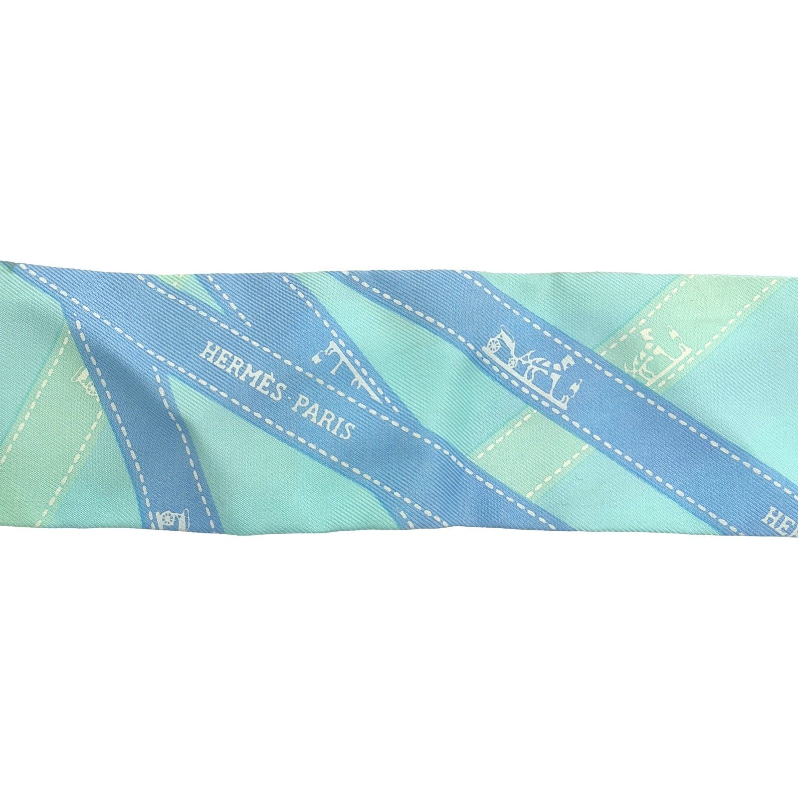 Hermes Hermes Twilly Scarf Silk Blue Size ONE SIZE - 5 Thumbnail