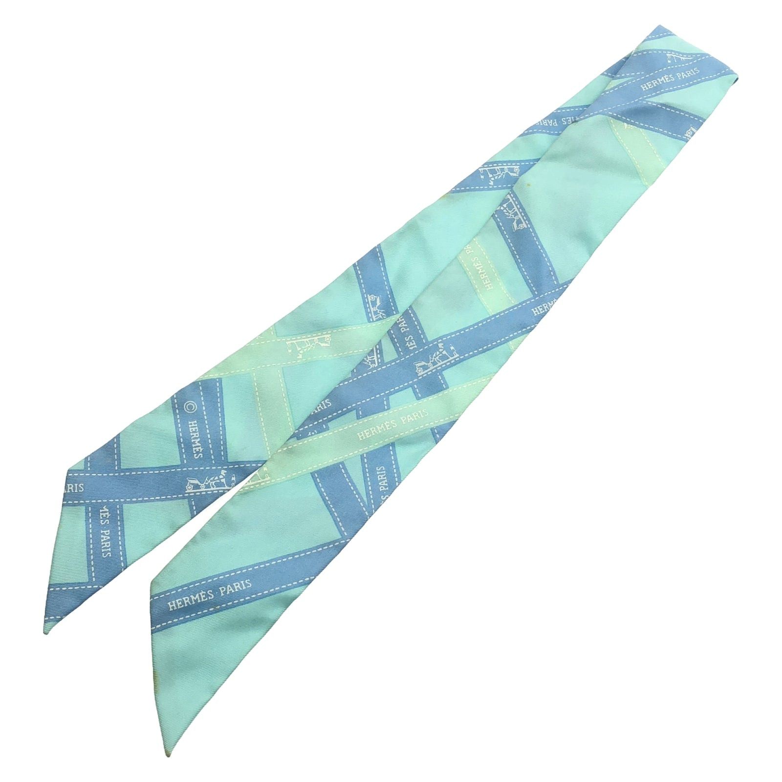 Hermes Hermes Twilly Scarf Silk Blue Size ONE SIZE - 2 Thumbnail