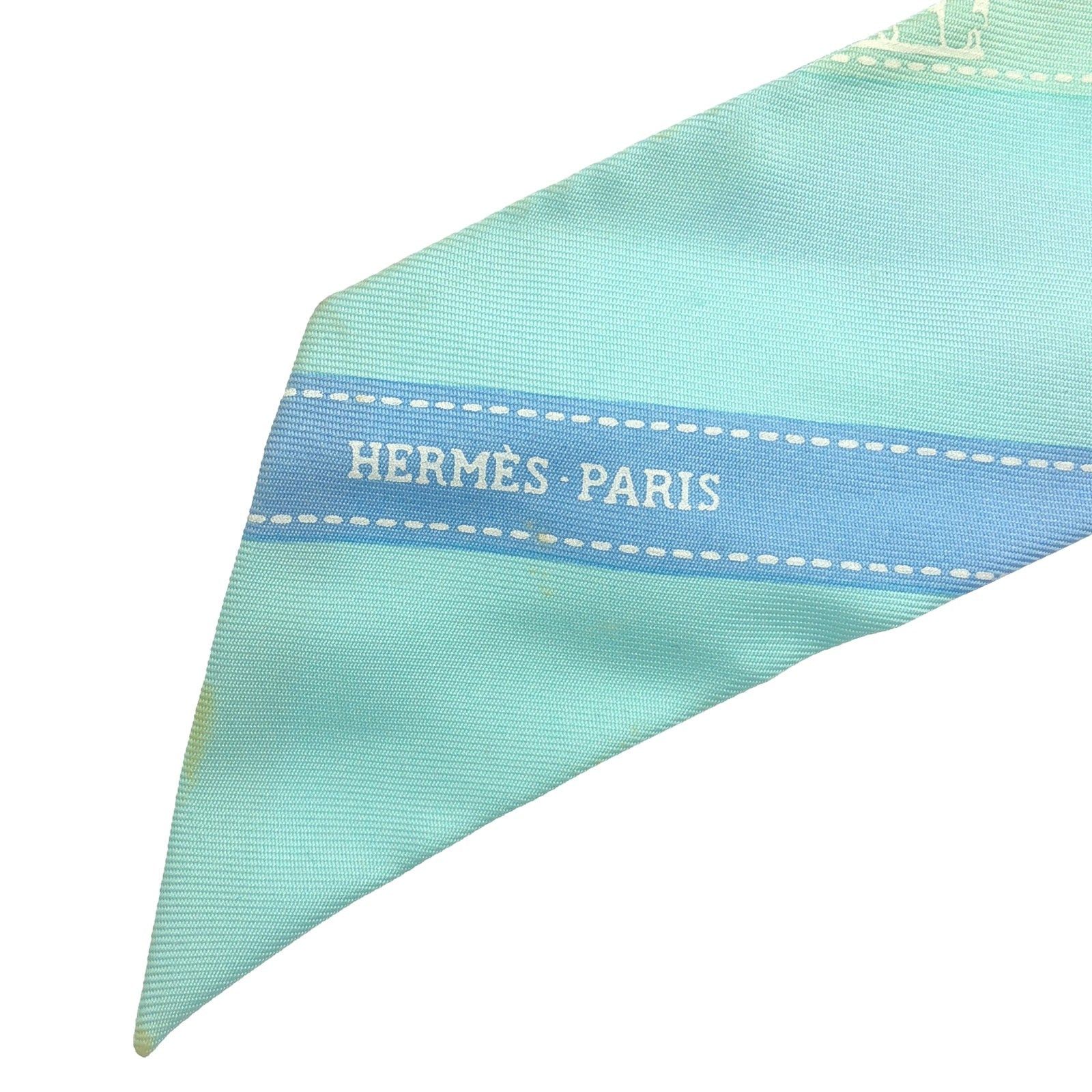 Hermes Hermes Twilly Scarf Silk Blue Size ONE SIZE - 3 Thumbnail