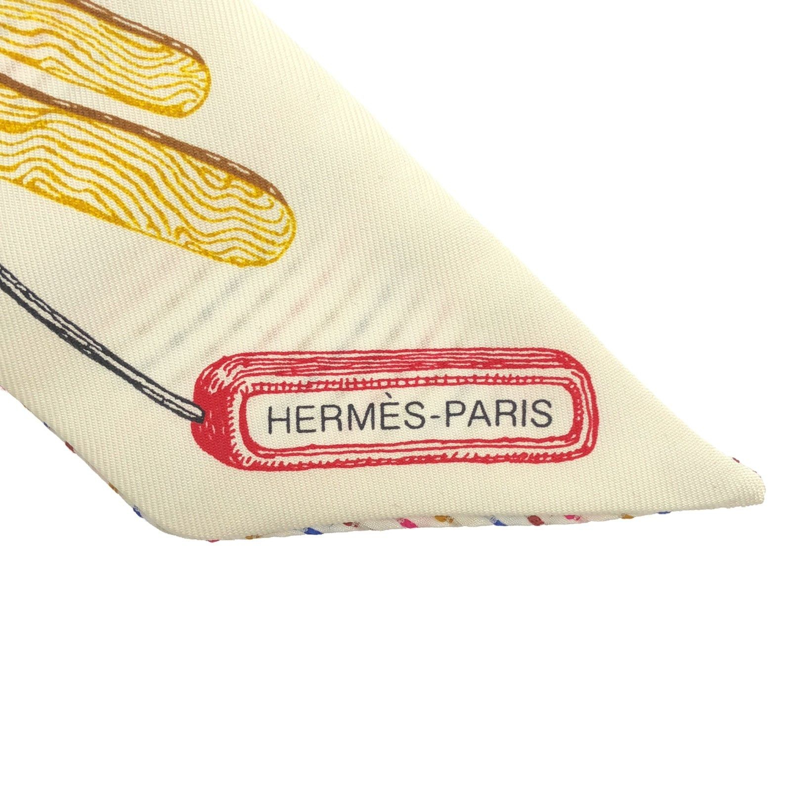 Hermes Hermes Twilly Scarf Silk White Size ONE SIZE - 3 Thumbnail
