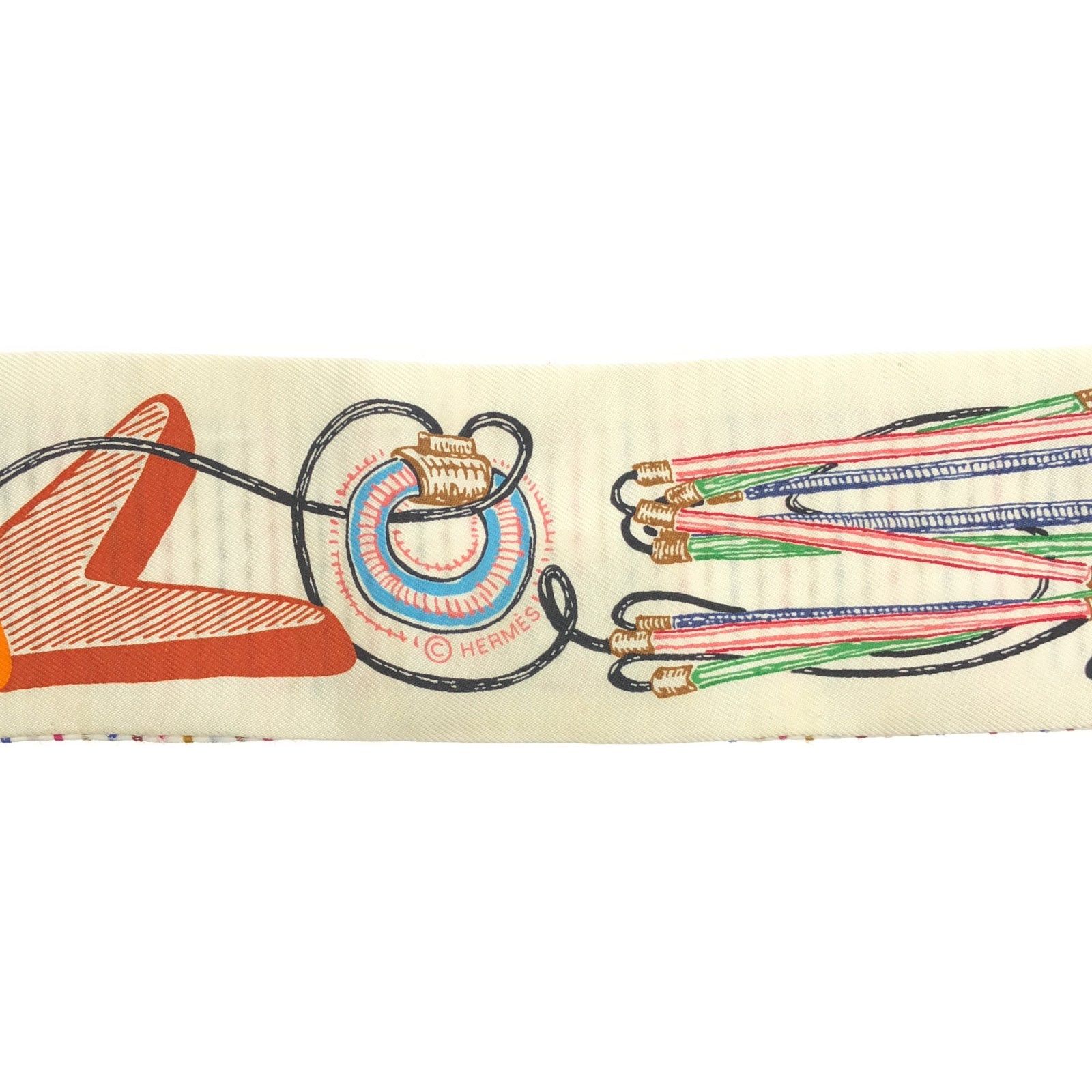 Hermes Hermes Twilly Scarf Silk White Size ONE SIZE - 5 Thumbnail