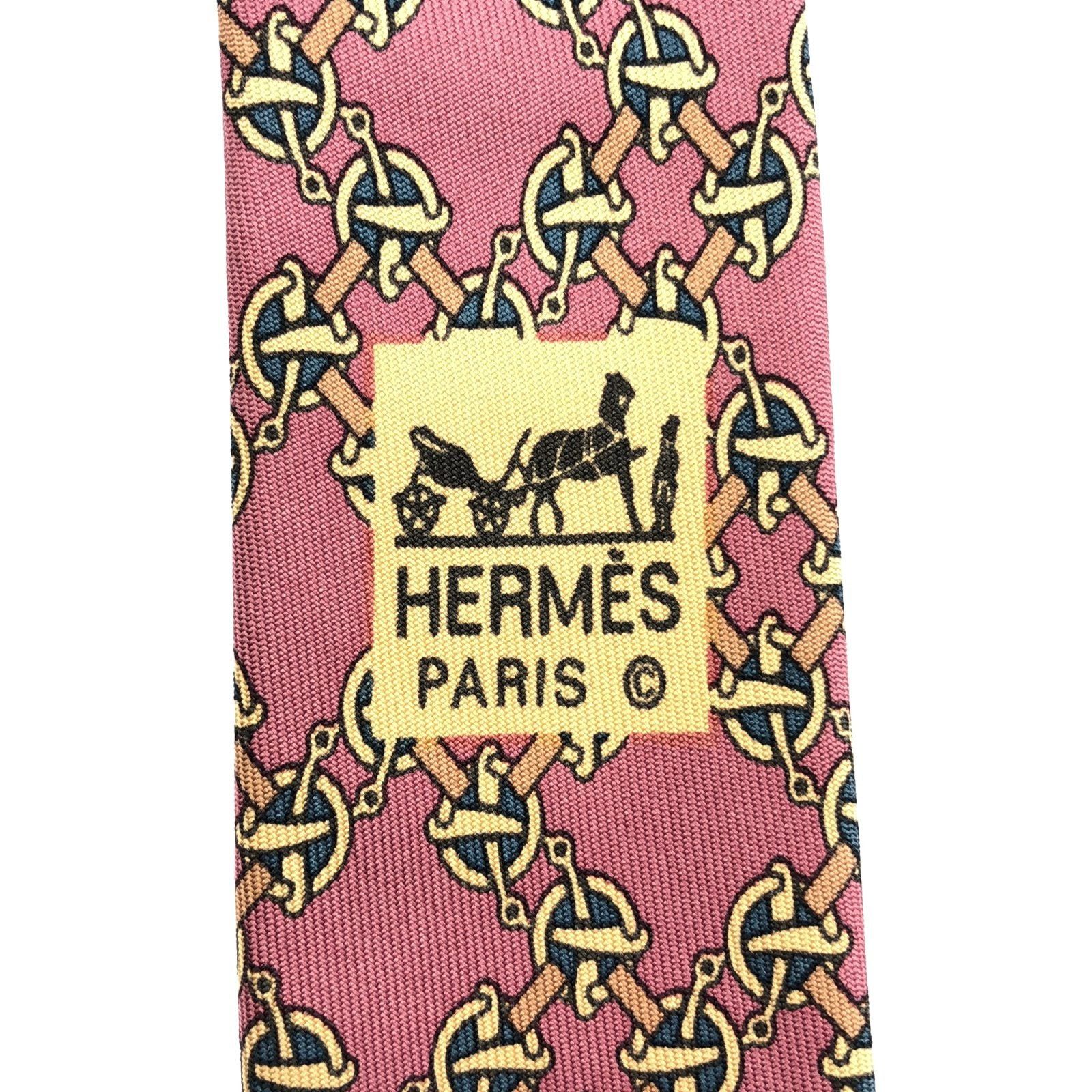 Hermes Hermes Tie Silk Pink Size ONE SIZE - 4 Thumbnail