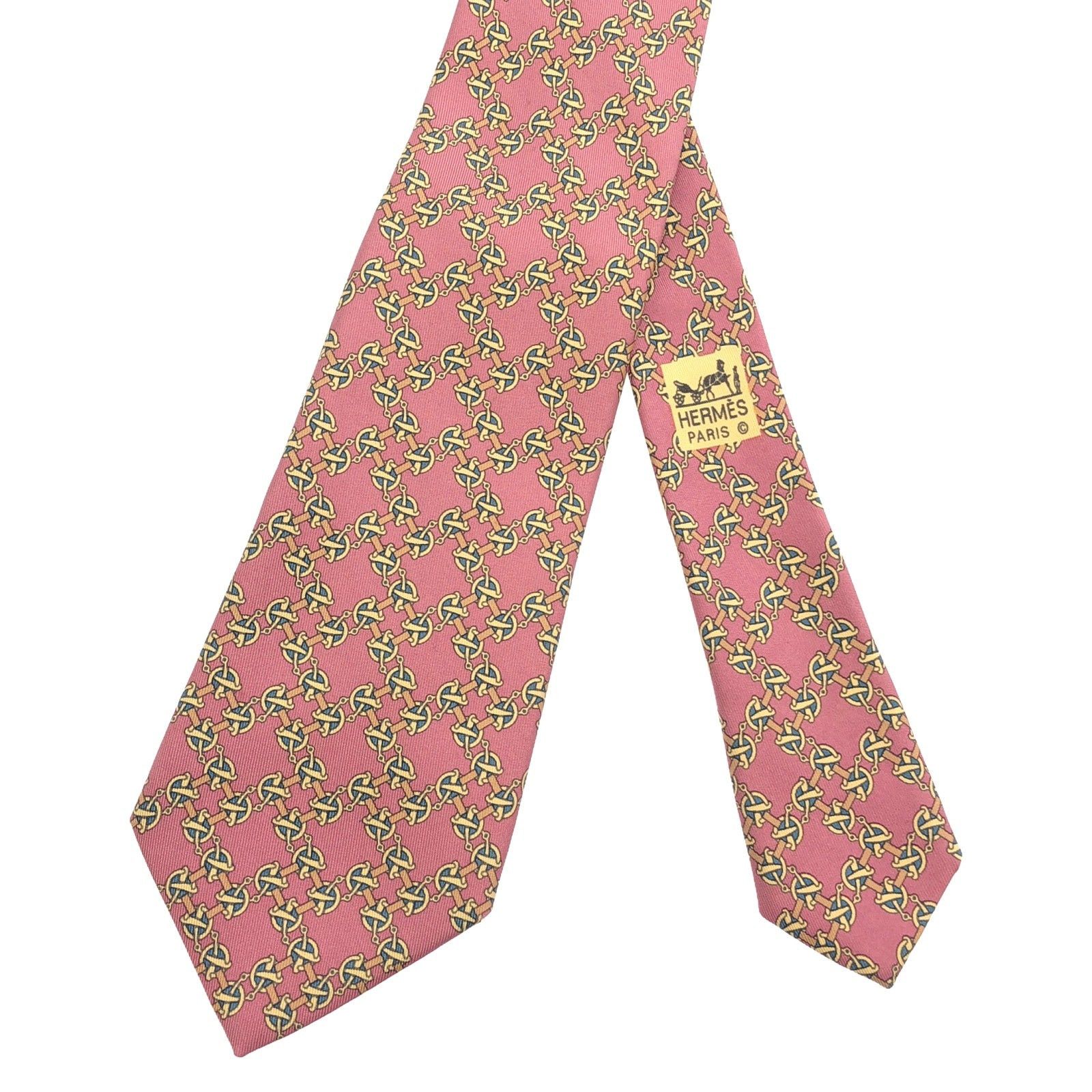 Hermes Hermes Tie Silk Pink Size ONE SIZE - 2 Thumbnail