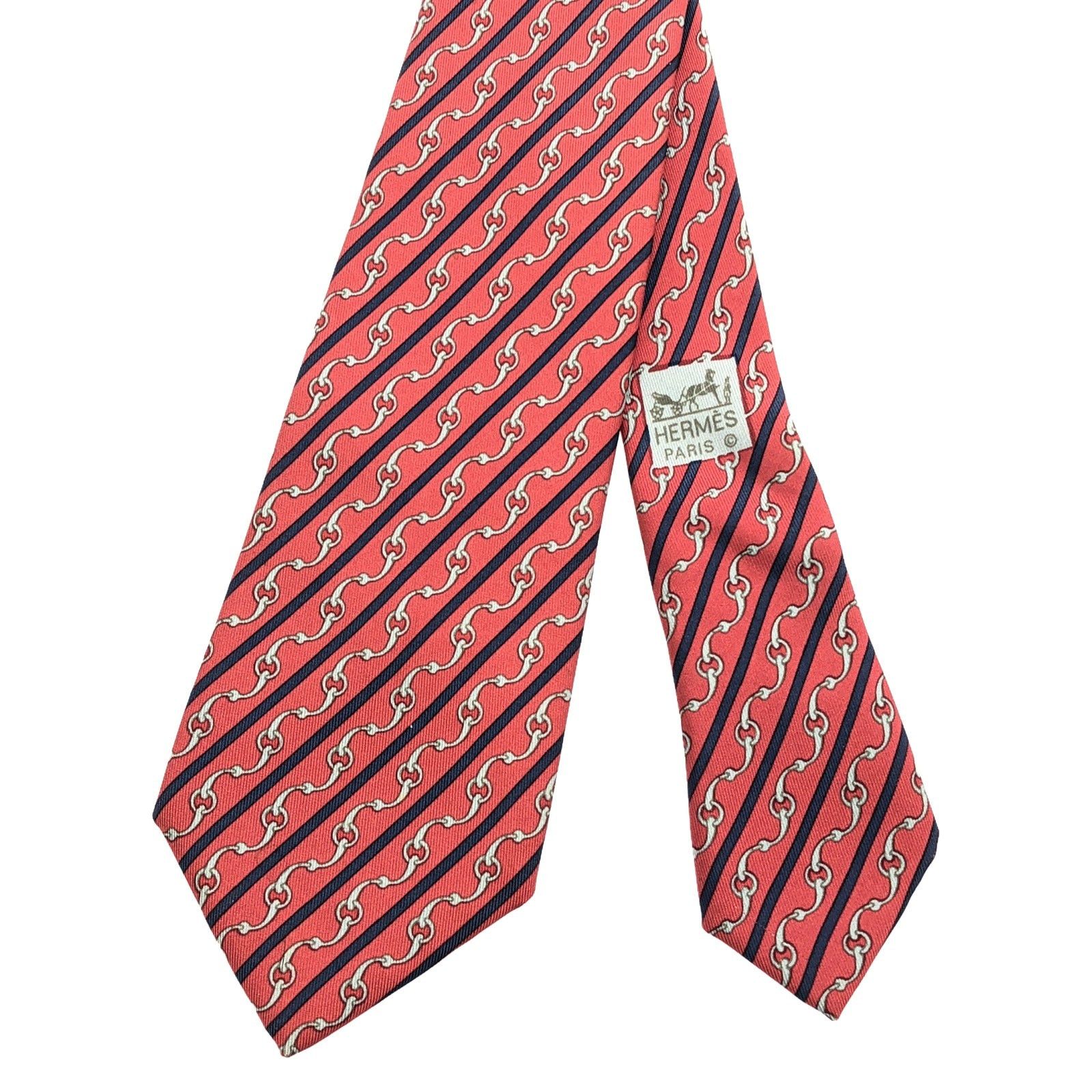 Hermes Hermes Tie Silk Red Size ONE SIZE - 2 Thumbnail