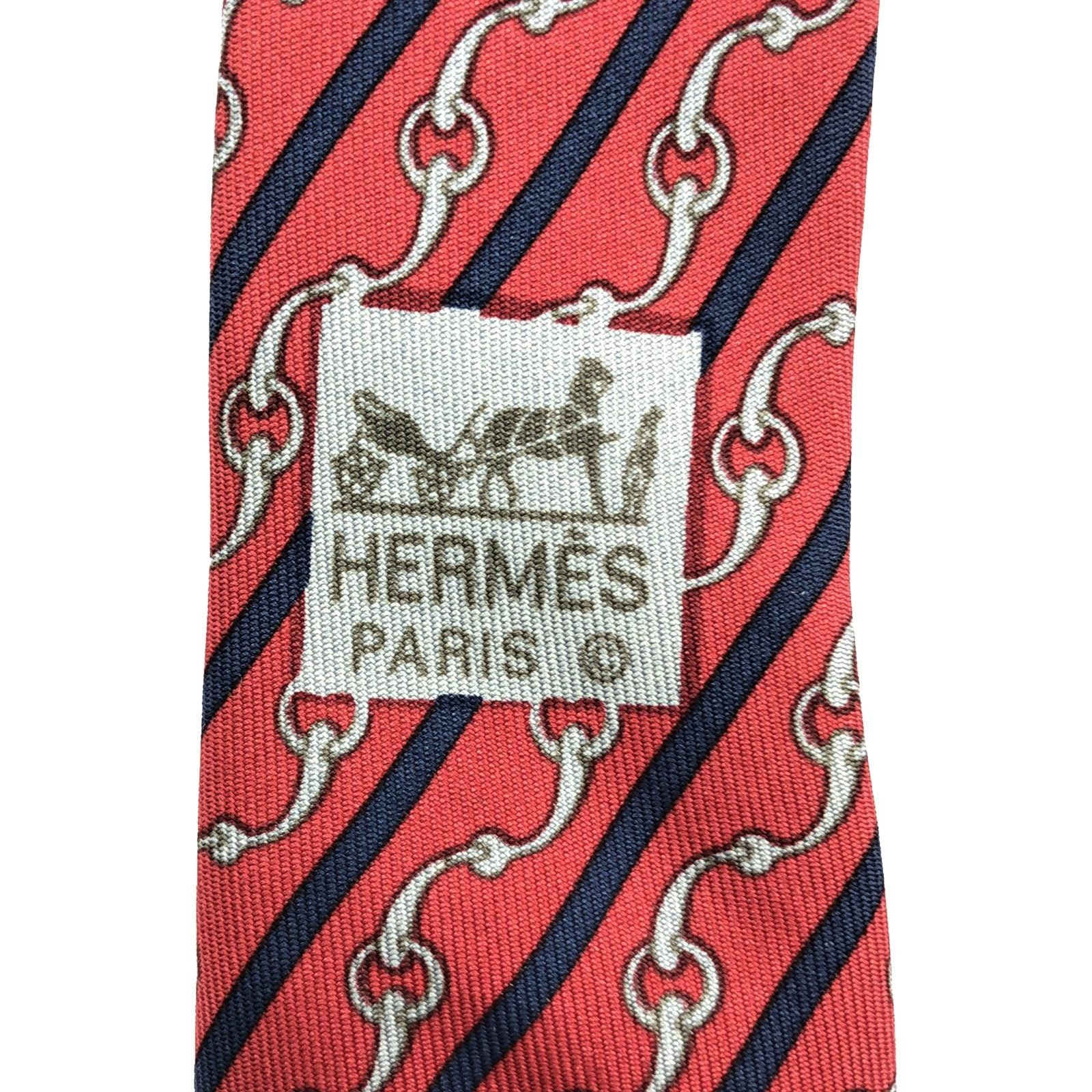 Hermes Hermes Tie Silk Red Size ONE SIZE - 4 Thumbnail