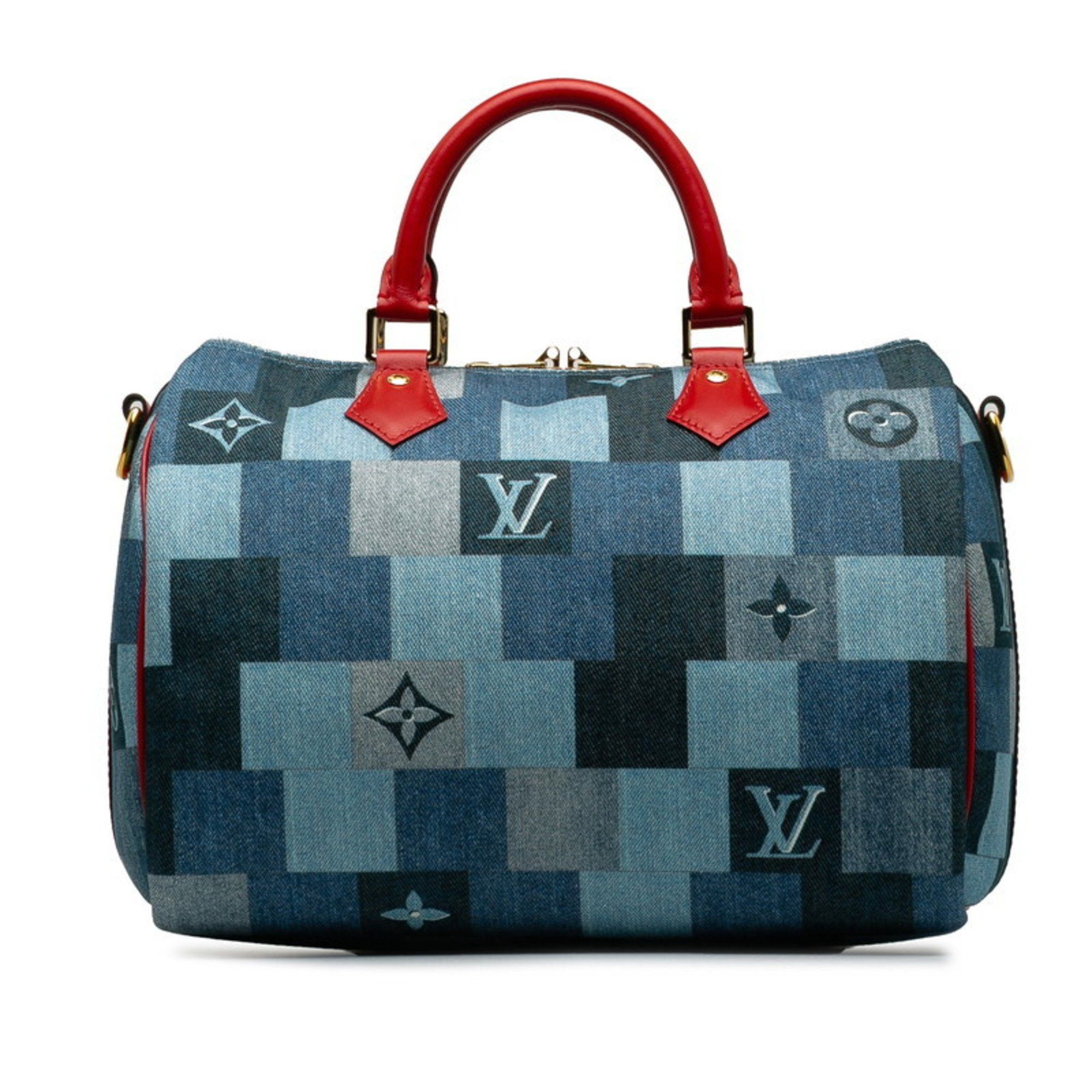 Louis Vuitton Monogram Denim Speedy Bandouliere 30 Square
