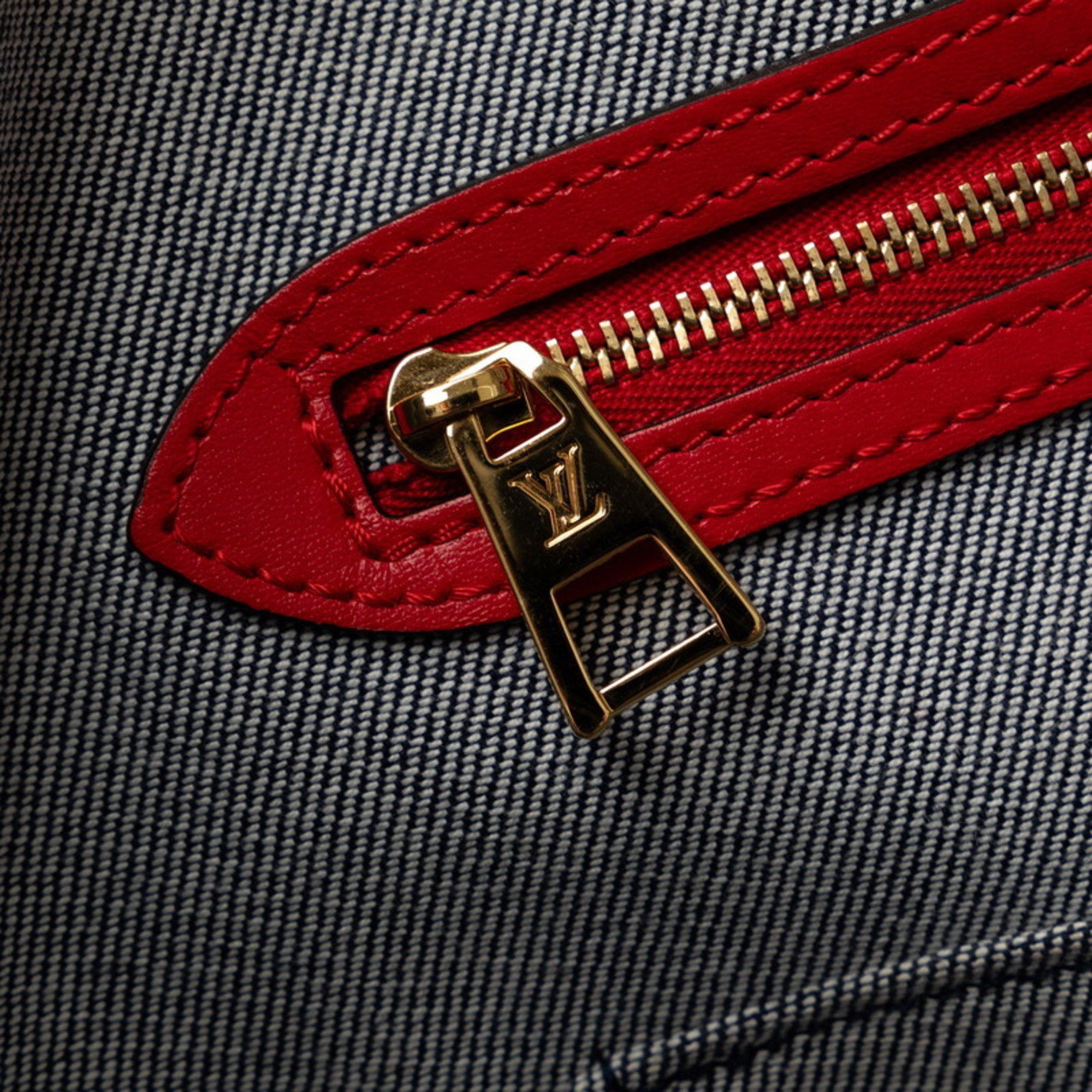 Louis Vuitton Louis Vuitton Monogram Denim On the Go GM Tote Bag Shoulder M44992 Blue Red Leather Women's LOUIS VUITTON Size ONE SIZE - 6 Thumbnail