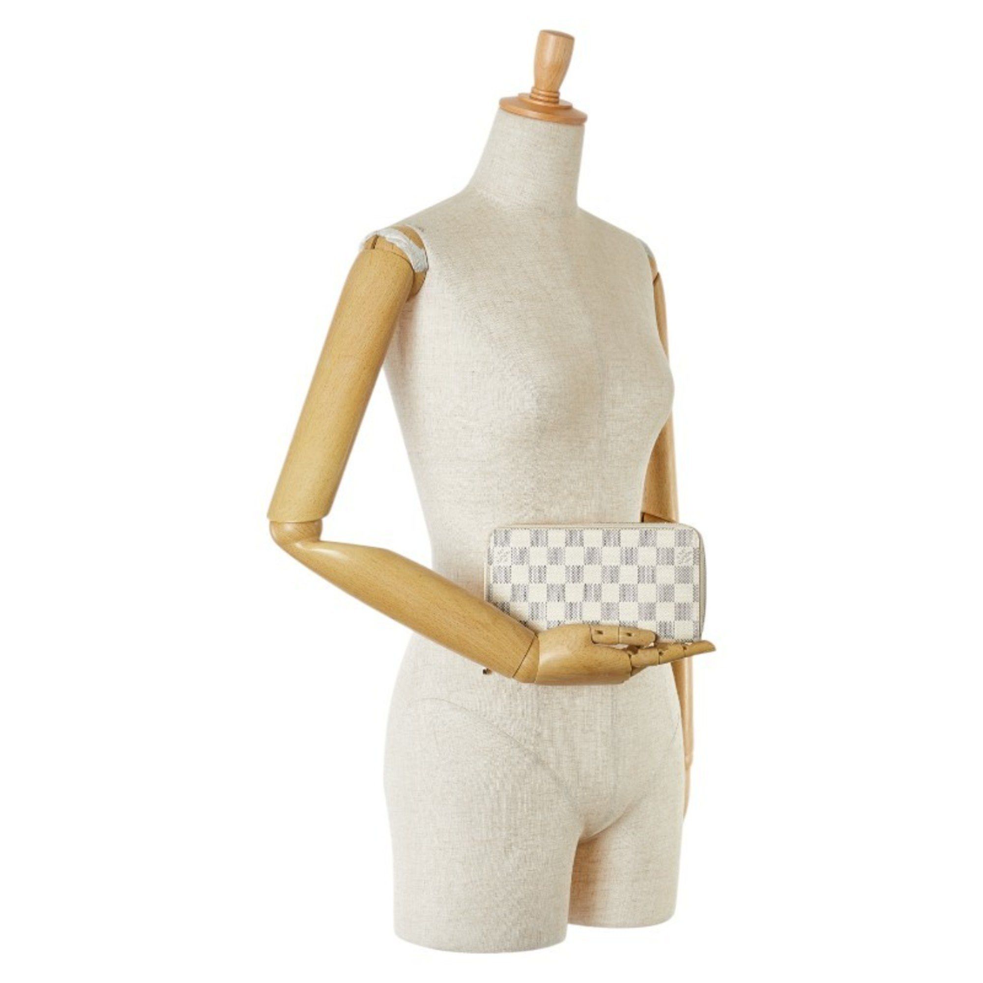Louis Vuitton Louis Vuitton Damier Azur Zippy Wallet Round Long N60019 White PVC Women's LOUIS VUITTON Size ONE SIZE - 8 Thumbnail