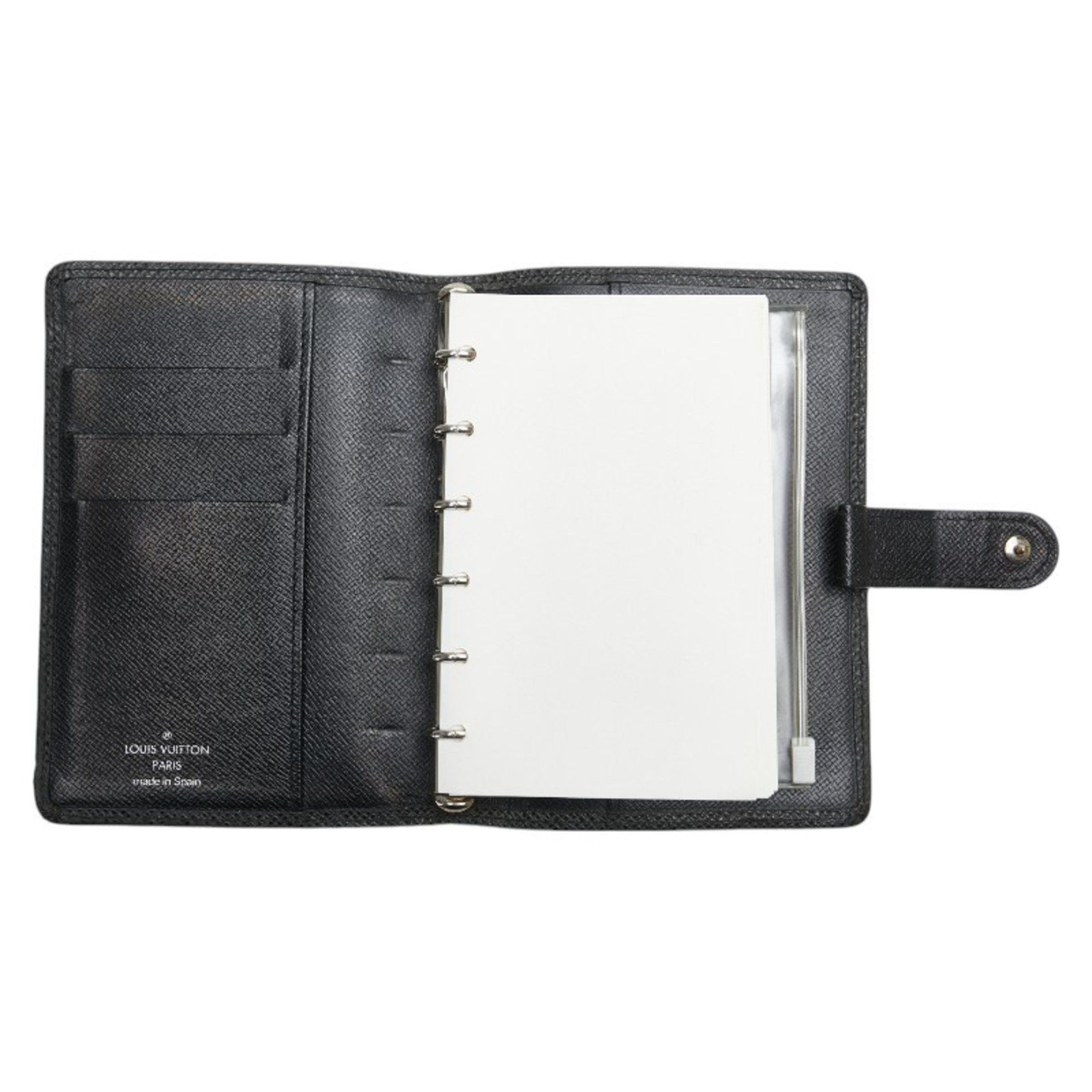 Louis Vuitton Louis Vuitton Taiga Agenda PM Notebook Cover R20426 Ardoise Black Leather Women's LOUIS VUITTON Size ONE SIZE - 4 Thumbnail