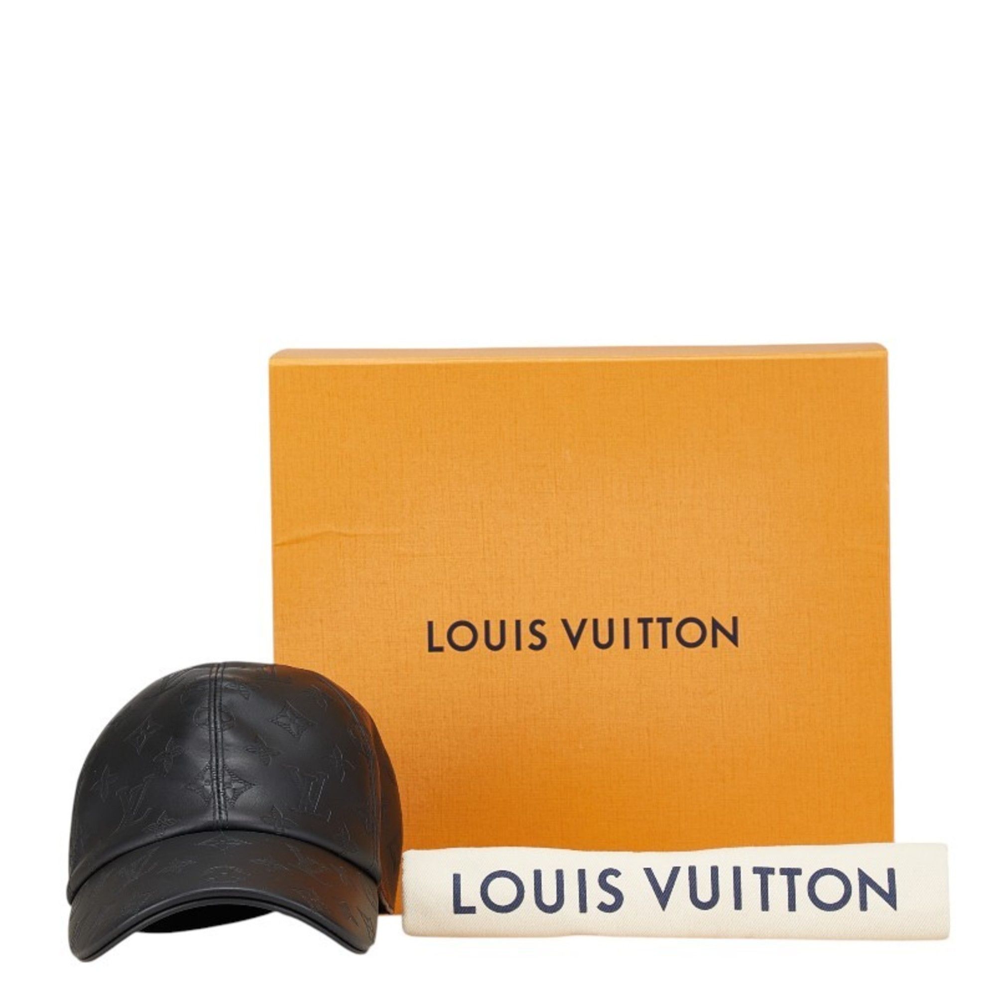 Louis Vuitton Louis Vuitton Monogram Shadow Cap Size: 58 M76580 Black Leather Cotton Men's LOUIS VUITTON Size ONE SIZE - 9 Thumbnail