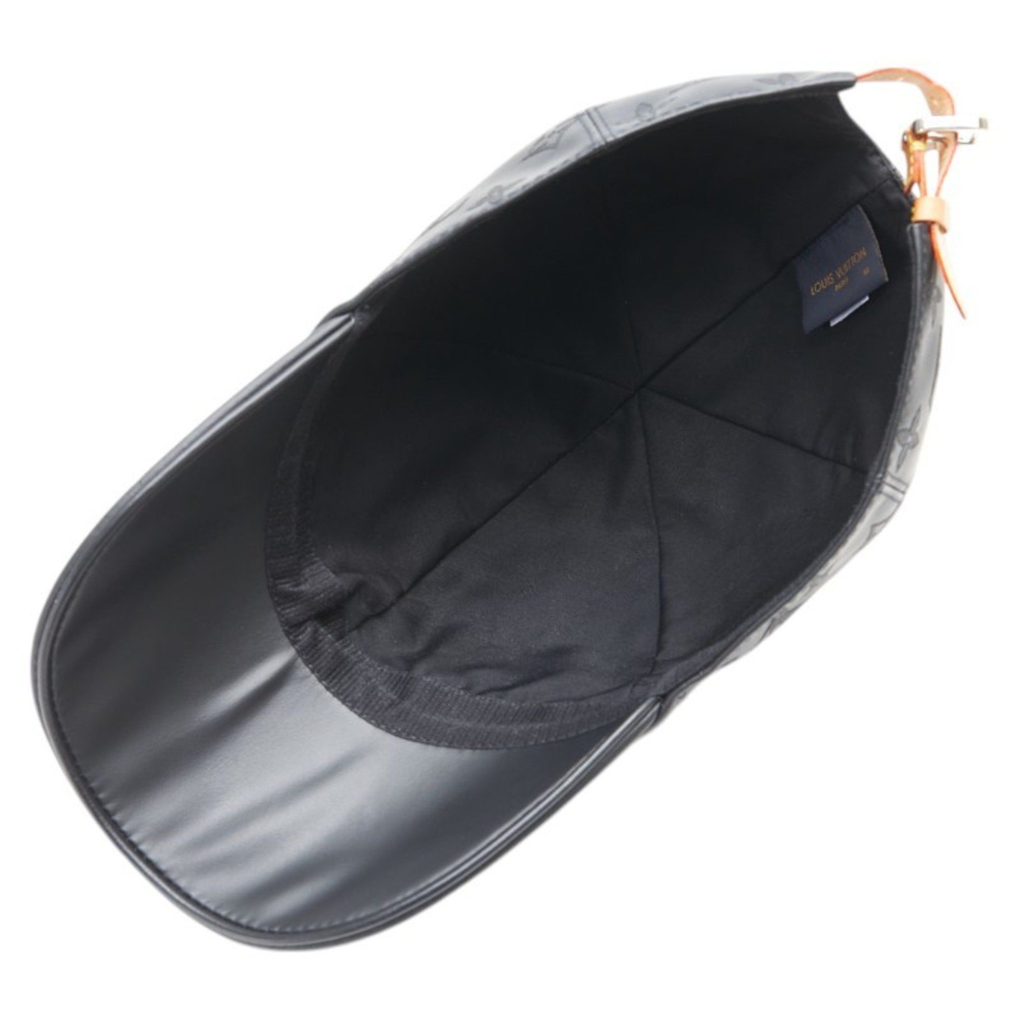 Louis Vuitton Louis Vuitton Monogram Shadow Cap Size: 58 M76580 Black Leather Cotton Men's LOUIS VUITTON Size ONE SIZE - 4 Thumbnail