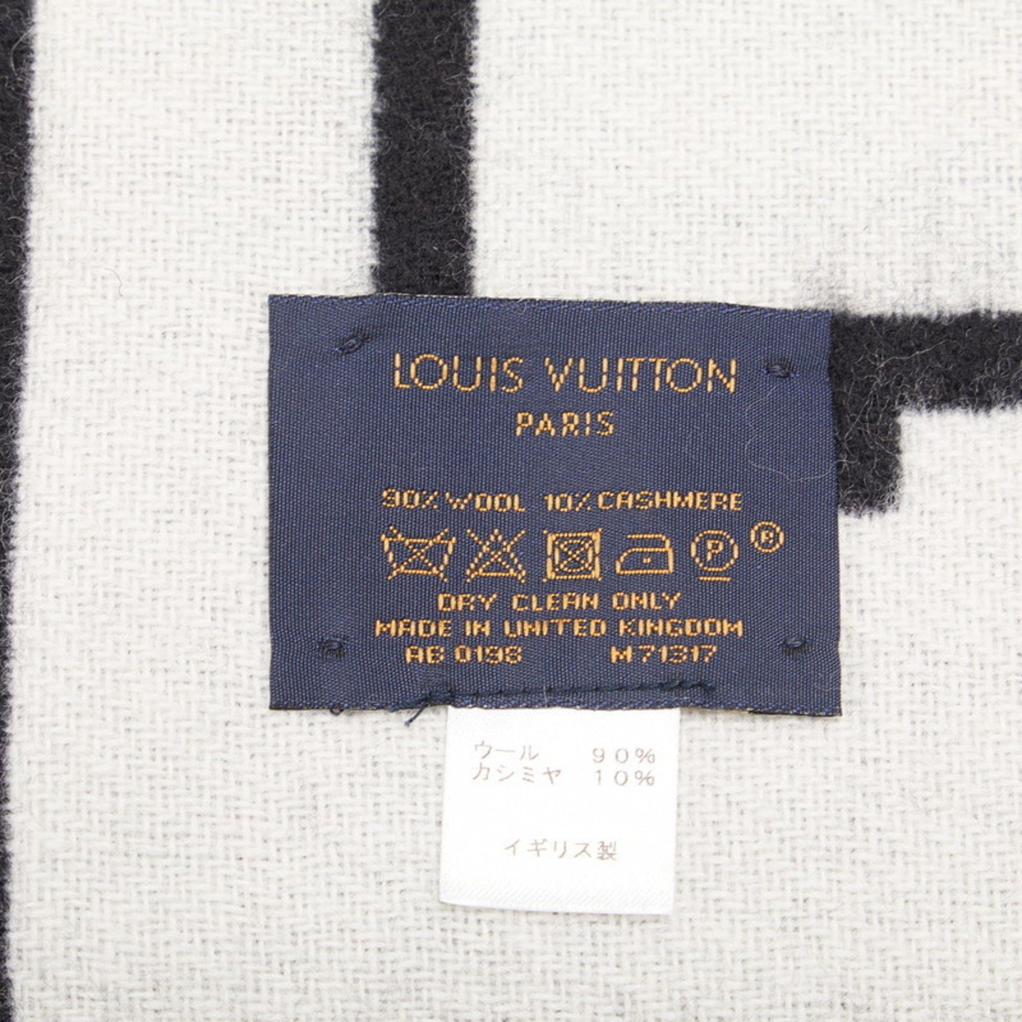 Louis Vuitton Louis Vuitton Echarpe City Loui Scarf M71317 Black White Wool Cashmere Men's LOUIS VUITTON Size ONE SIZE - 4 Thumbnail