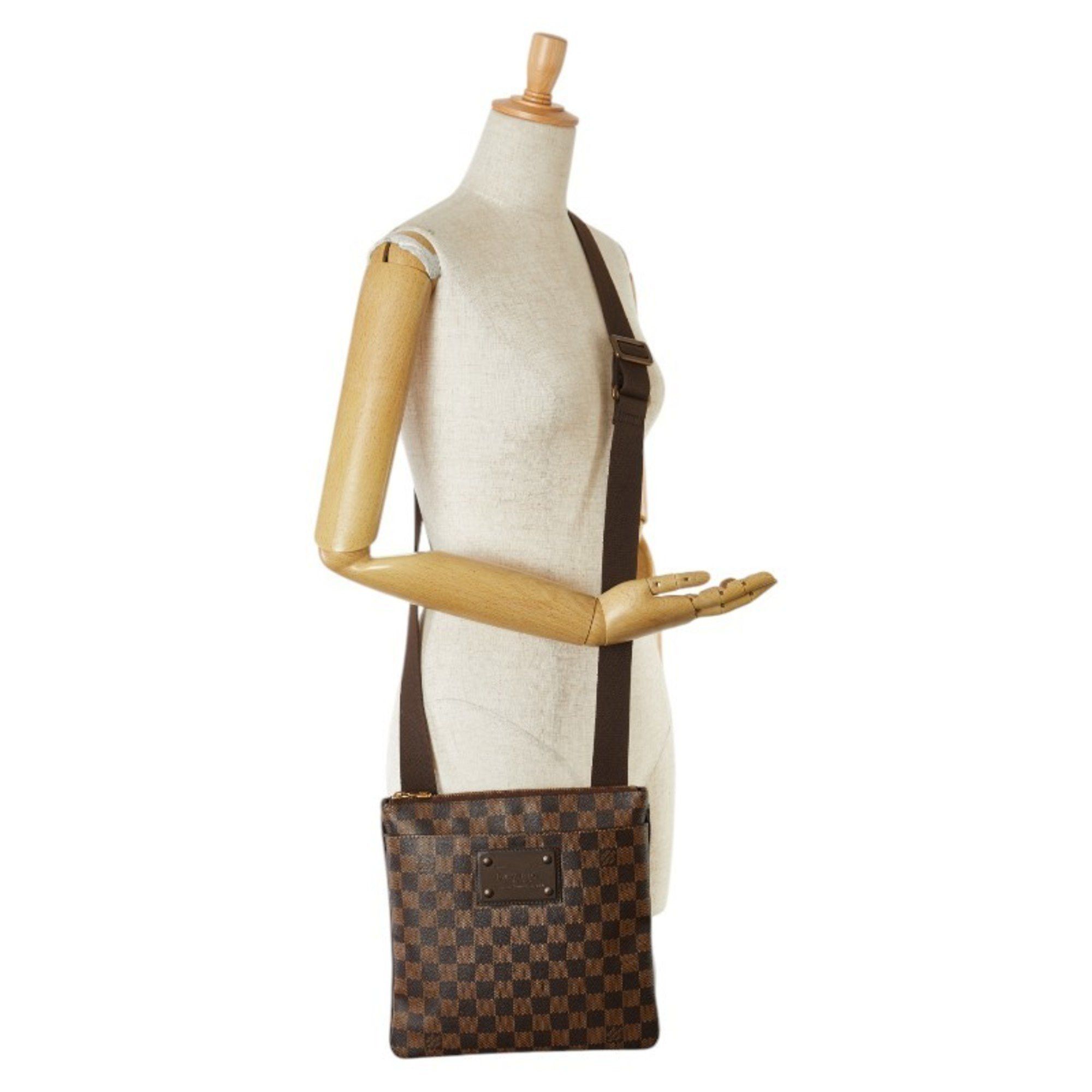 Louis Vuitton Louis Vuitton Damier Pochette Platt Brooklyn Shoulder Bag N41100 Brown PVC Leather Women's LOUIS VUITTON Size ONE SIZE - 8 Thumbnail