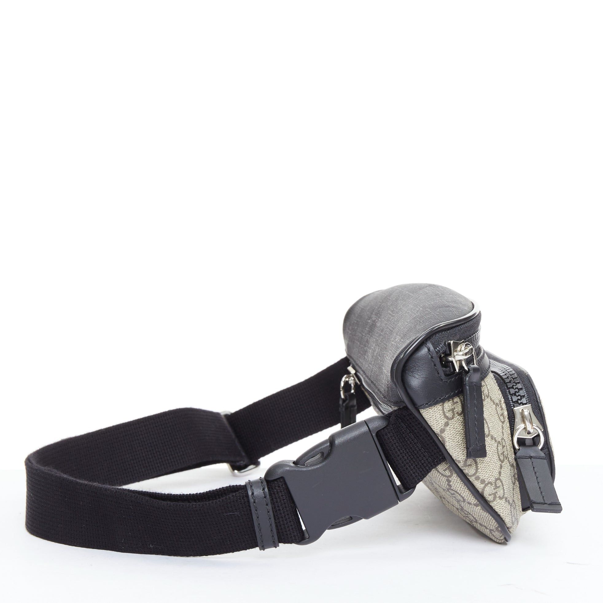 GUCCI Eden Supreme GG monogram canvas black leather belt bag