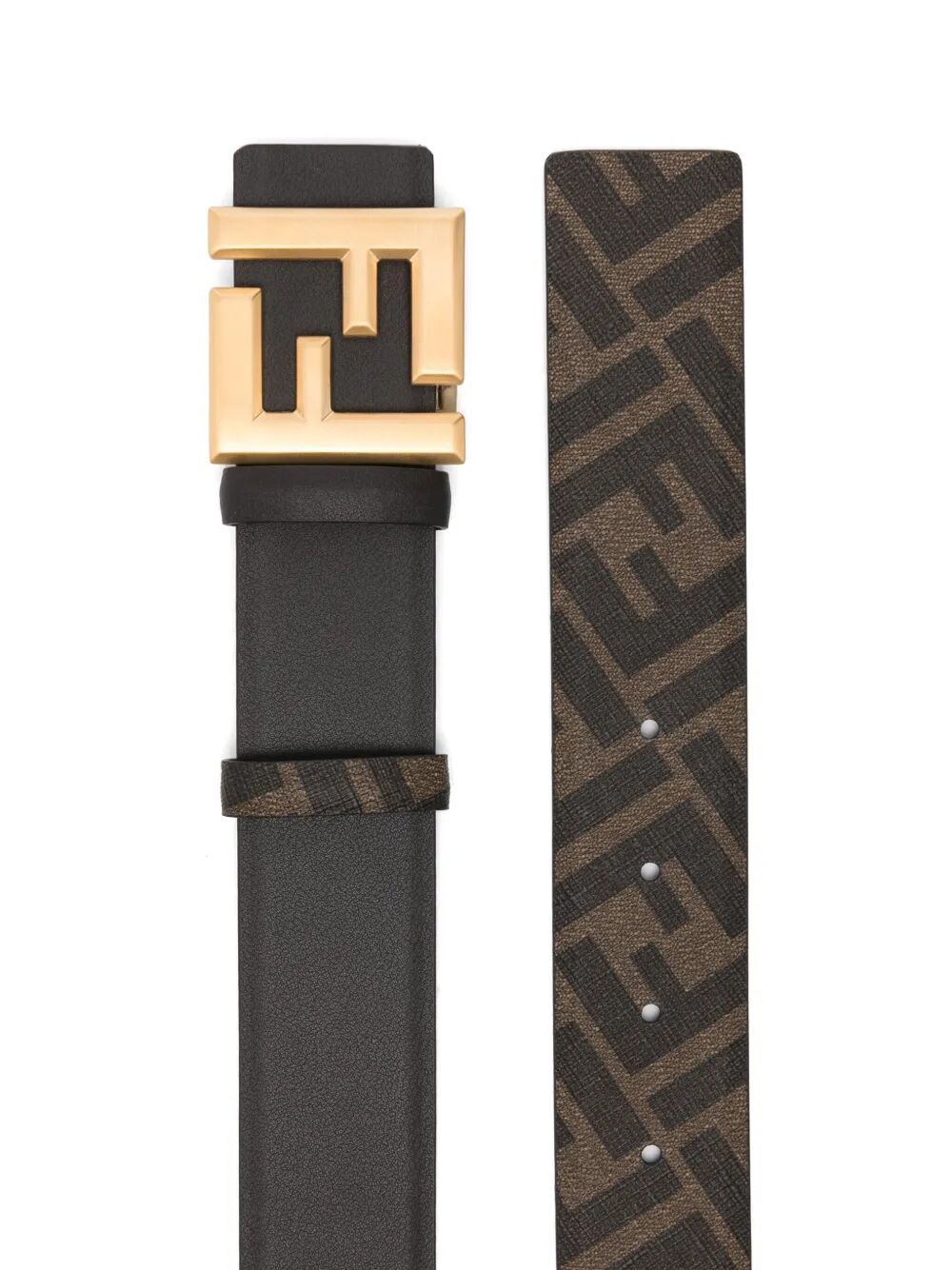 Fendi FF SQUARED LEATHER AND CANVAS REVERSIBLE BELT Size ONE SIZE - 2 Thumbnail