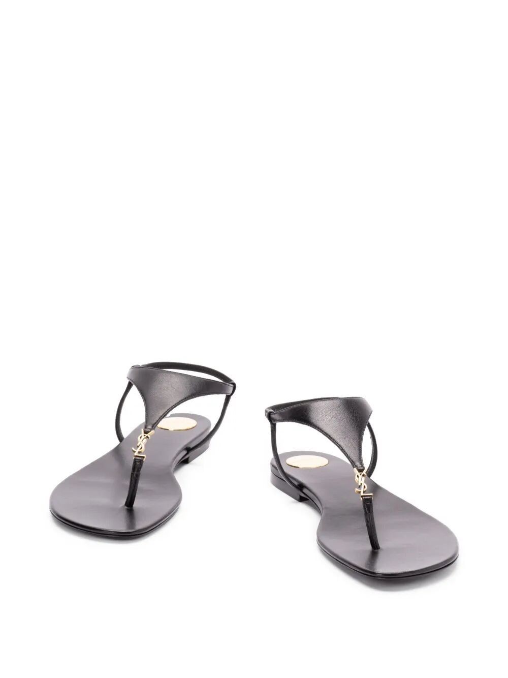 Saint Laurent Paris SMOOTH LEATHER CASSANDRA TRIANGULAR UPPER FLAT SANDALS Size US 6 / IT 36 - 2 Thumbnail