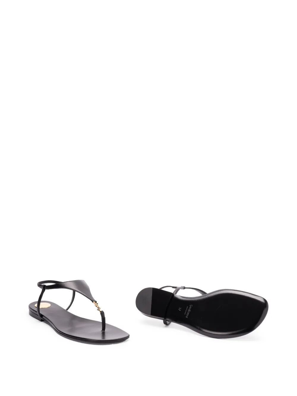 Saint Laurent Paris SMOOTH LEATHER CASSANDRA TRIANGULAR UPPER FLAT SANDALS Size US 6 / IT 36 - 3 Thumbnail